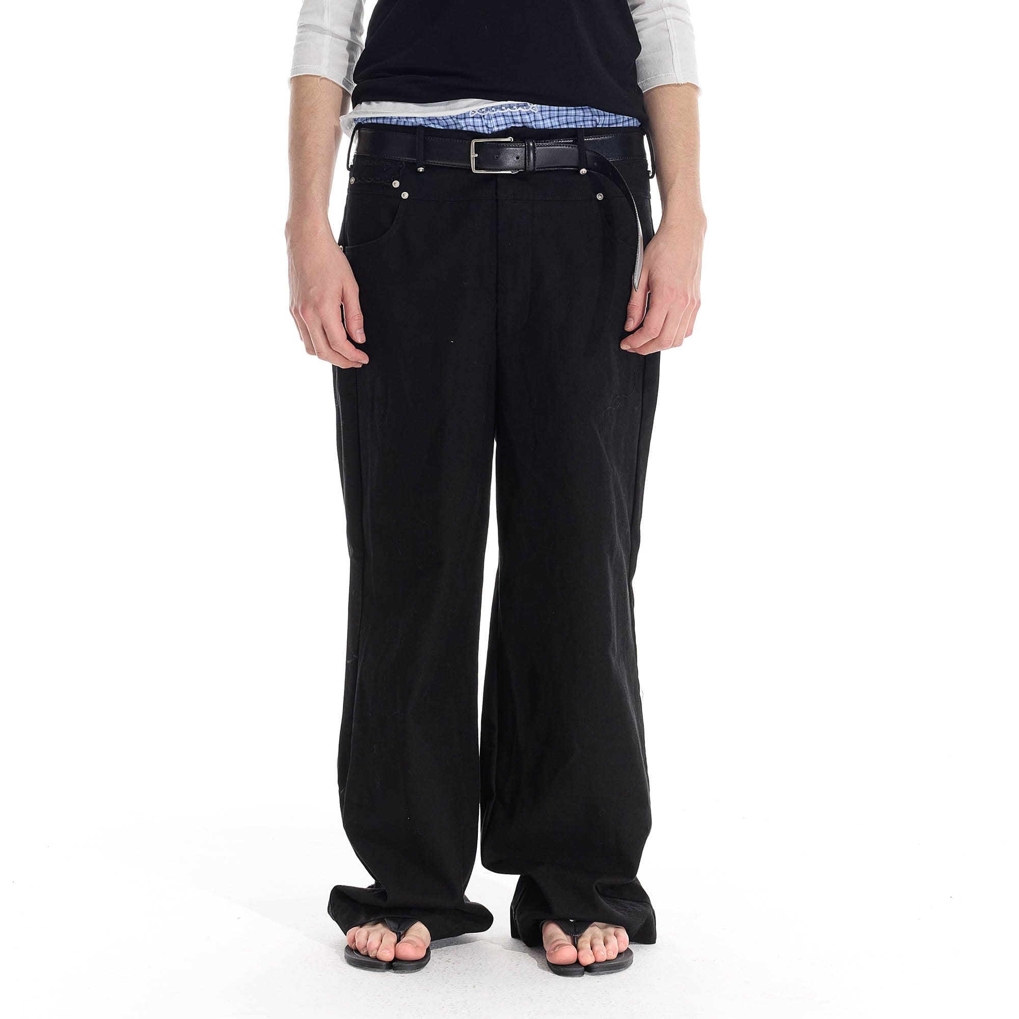 WHISTLEHUNTER Distressed Rivet Straight-Leg Pants, premium urban and streetwear designers apparel on PROJECTISR.com, WHISTLEHUNTER