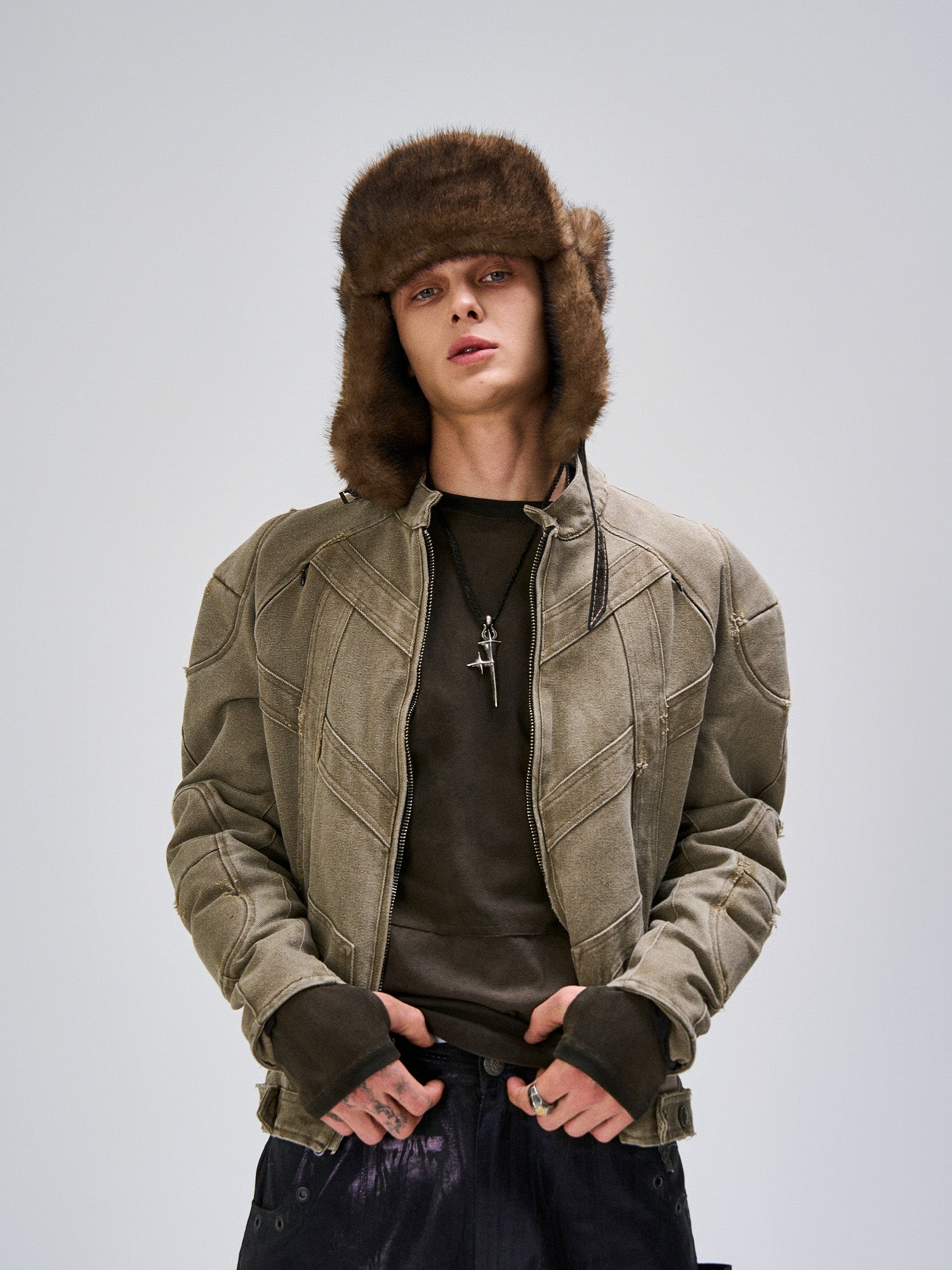 FLYERRER Panel Armor Moto Canvas Jacket, premium urban and streetwear designers apparel on PROJECTISR.com, FLYERRER