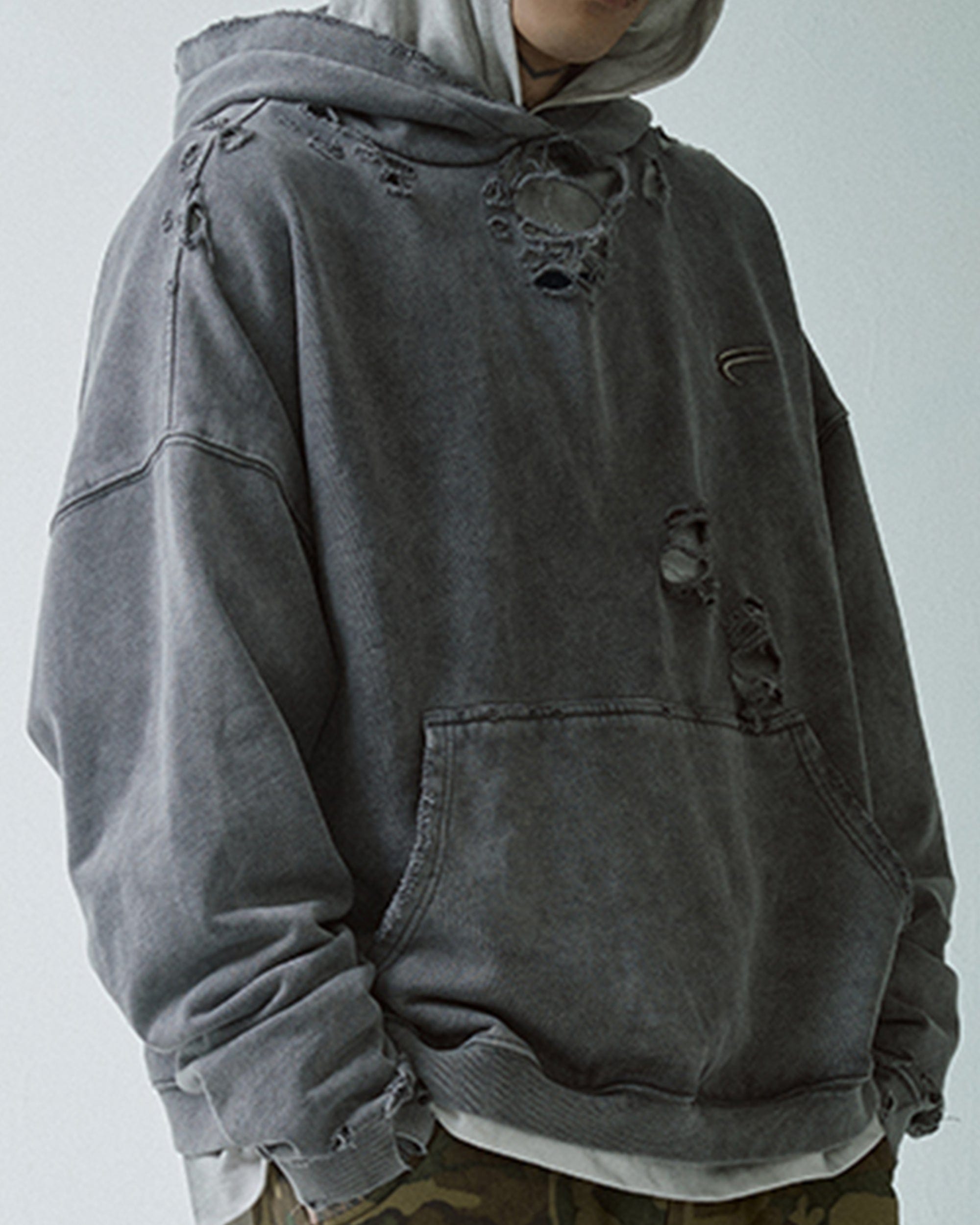 F2CE Essential Oversized Distressed Hoodie, premium urban and streetwear designers apparel on PROJECTISR.com, F2CE