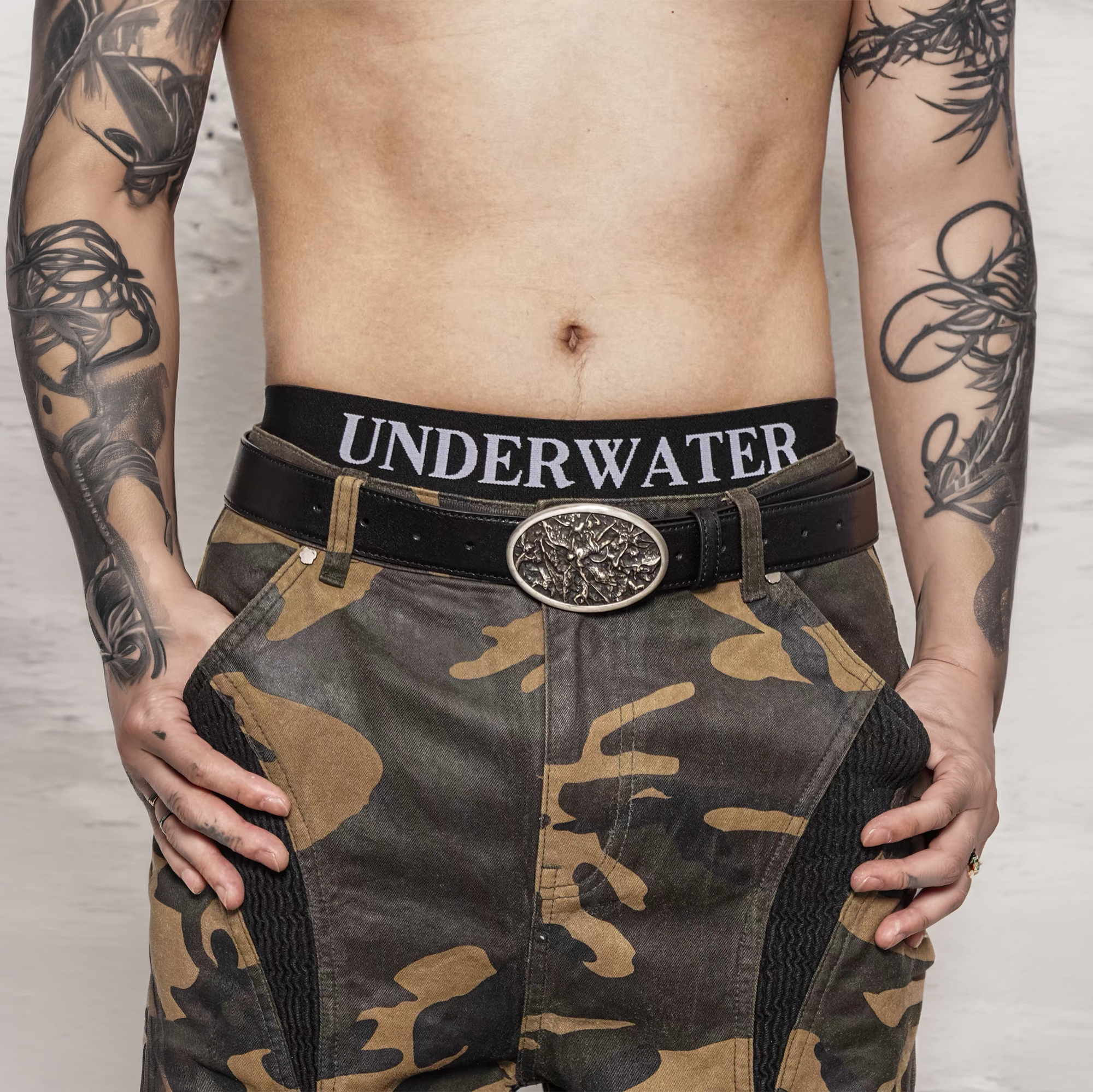 UNDERWATER Lucifer Buckle Calf Leather Belt, premium urban and streetwear designers apparel on PROJECTISR.com, UNDERWATER