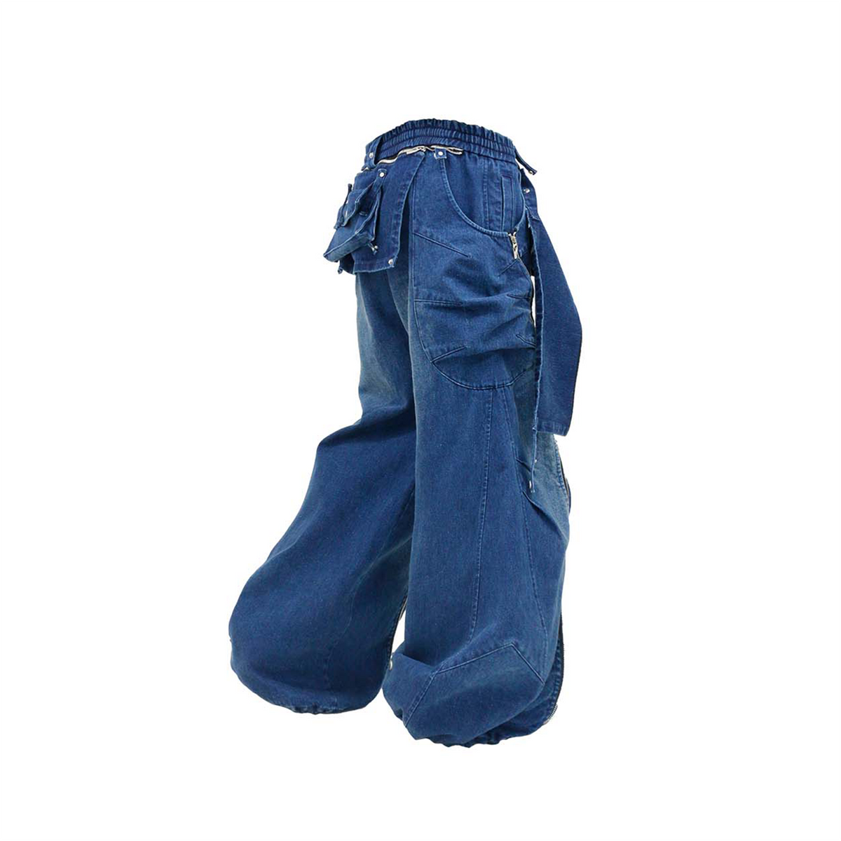 RELABEL Washed Detachable Suspender Cargo Jeans