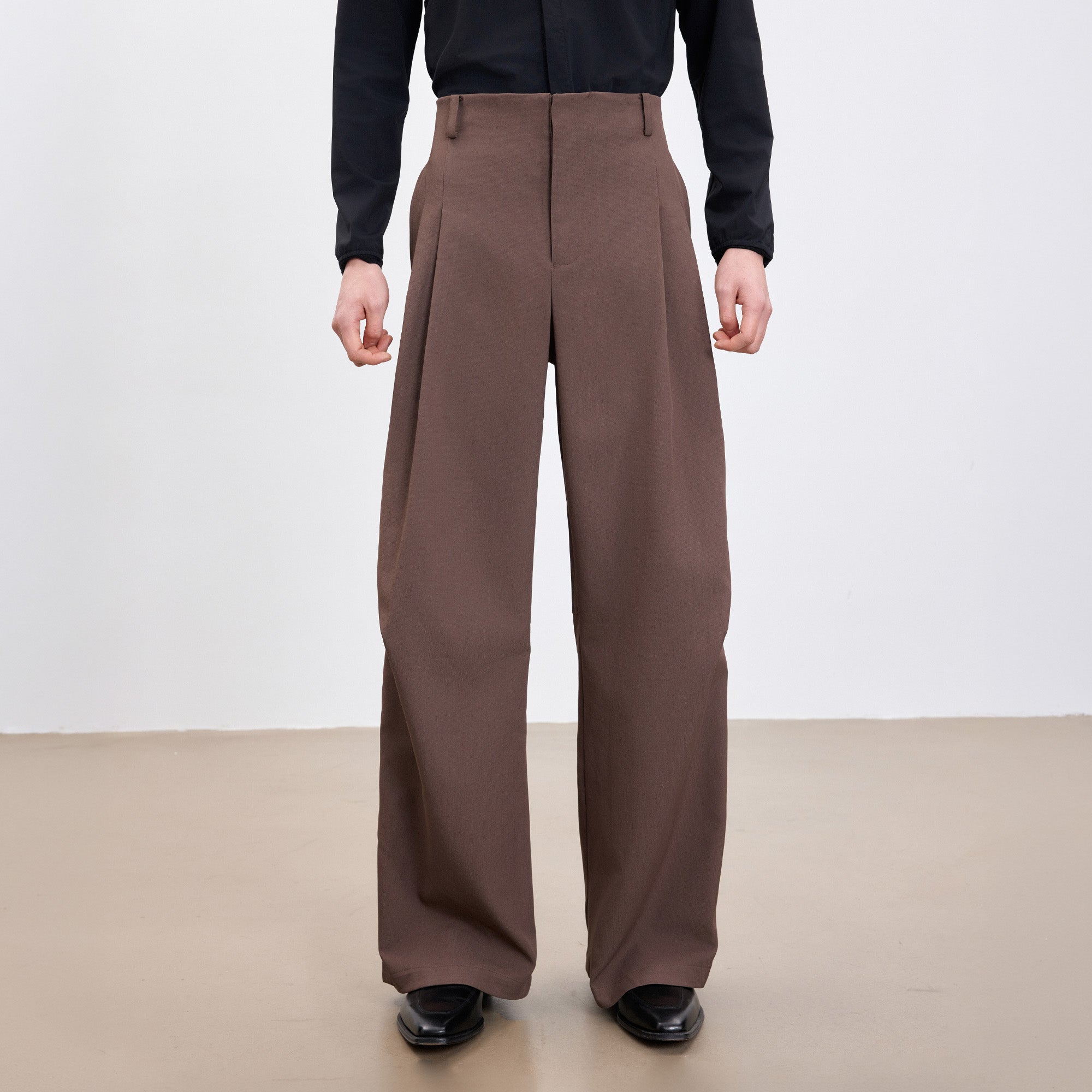 TUIMU Double-Pleat Curved Trousers, premium urban and streetwear designers apparel on PROJECTISR.com, TUIMU