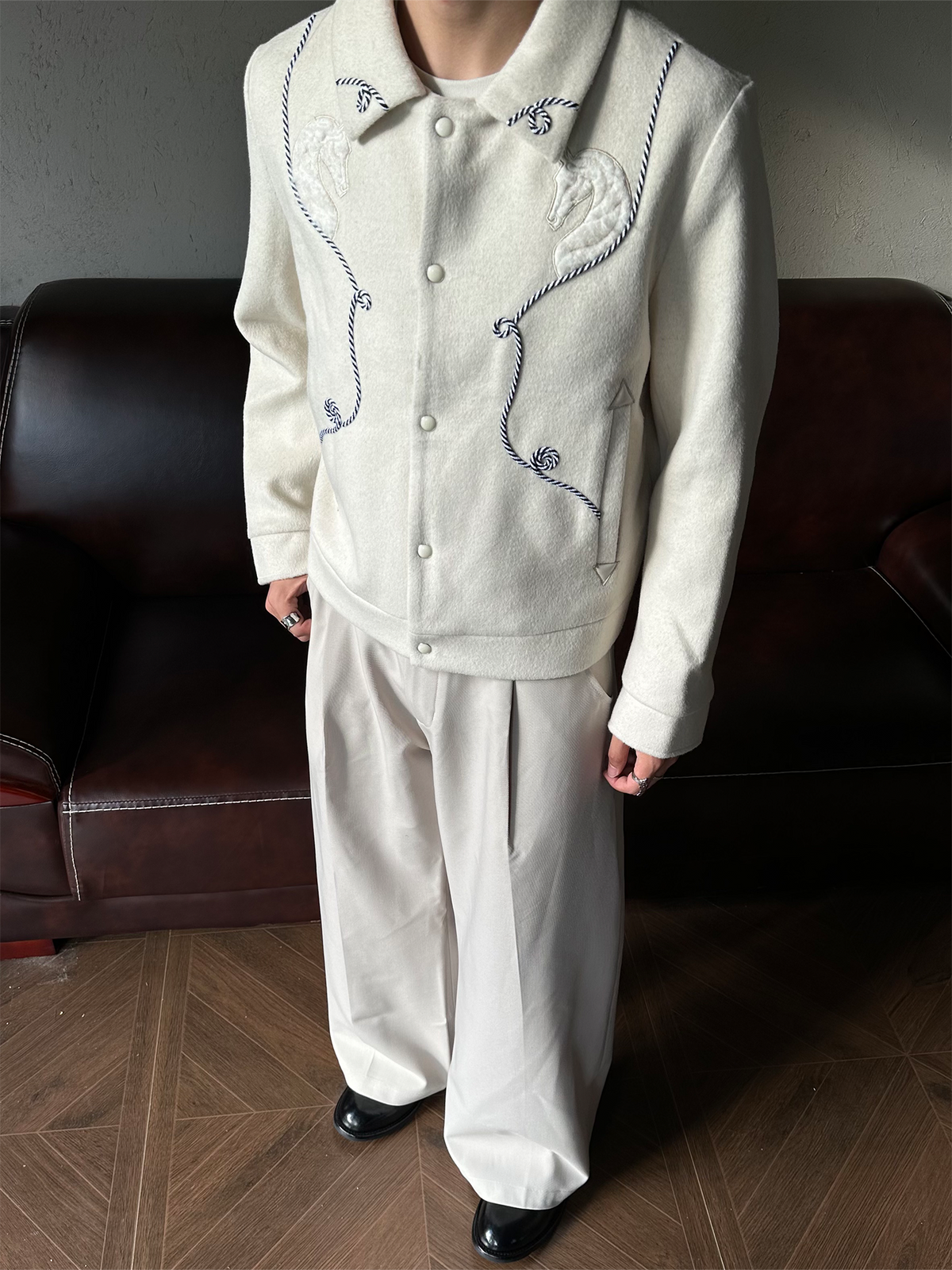 CATSSTAC Rope-Embroidered Wool-Blend Oversized Jacket