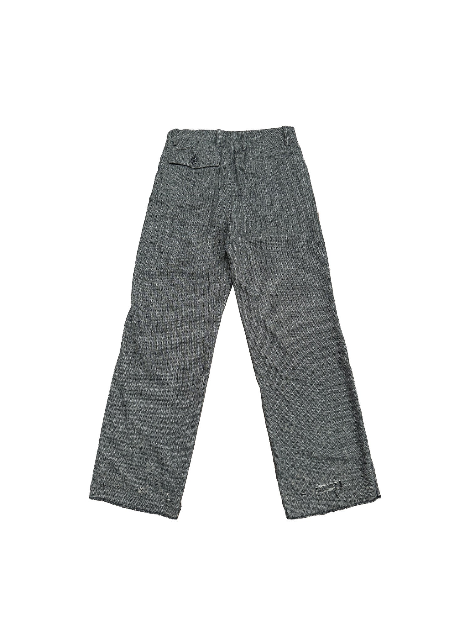 RICHILL Distressed-Hem Herringbone Trousers, premium urban and streetwear designers apparel on PROJECTISR.com, RICHILL