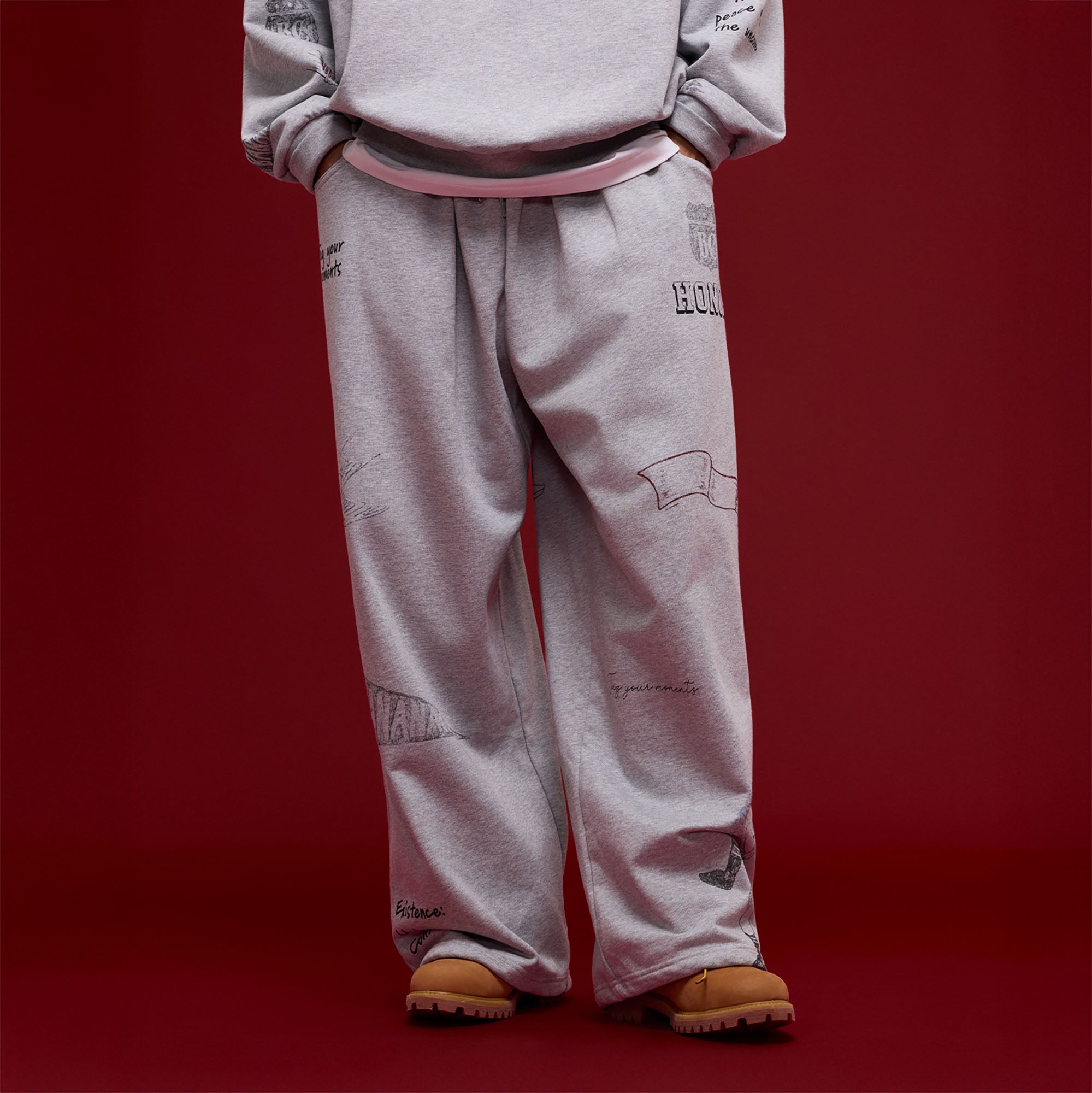 BANANA CLUB Classic Doodle Graphic Sweatpants