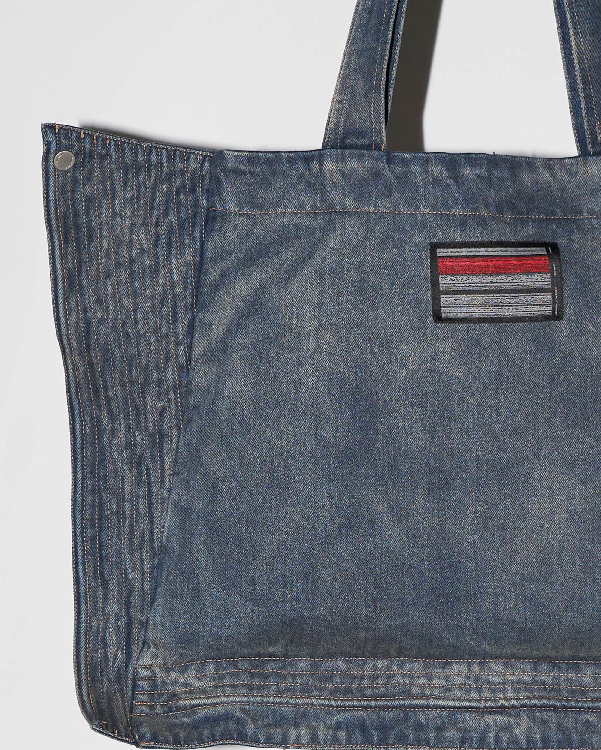 49PERCENT Modern Washed Foldable Denim Tote Bag, premium urban and streetwear designers apparel on PROJECTISR.com, 49PERCENT