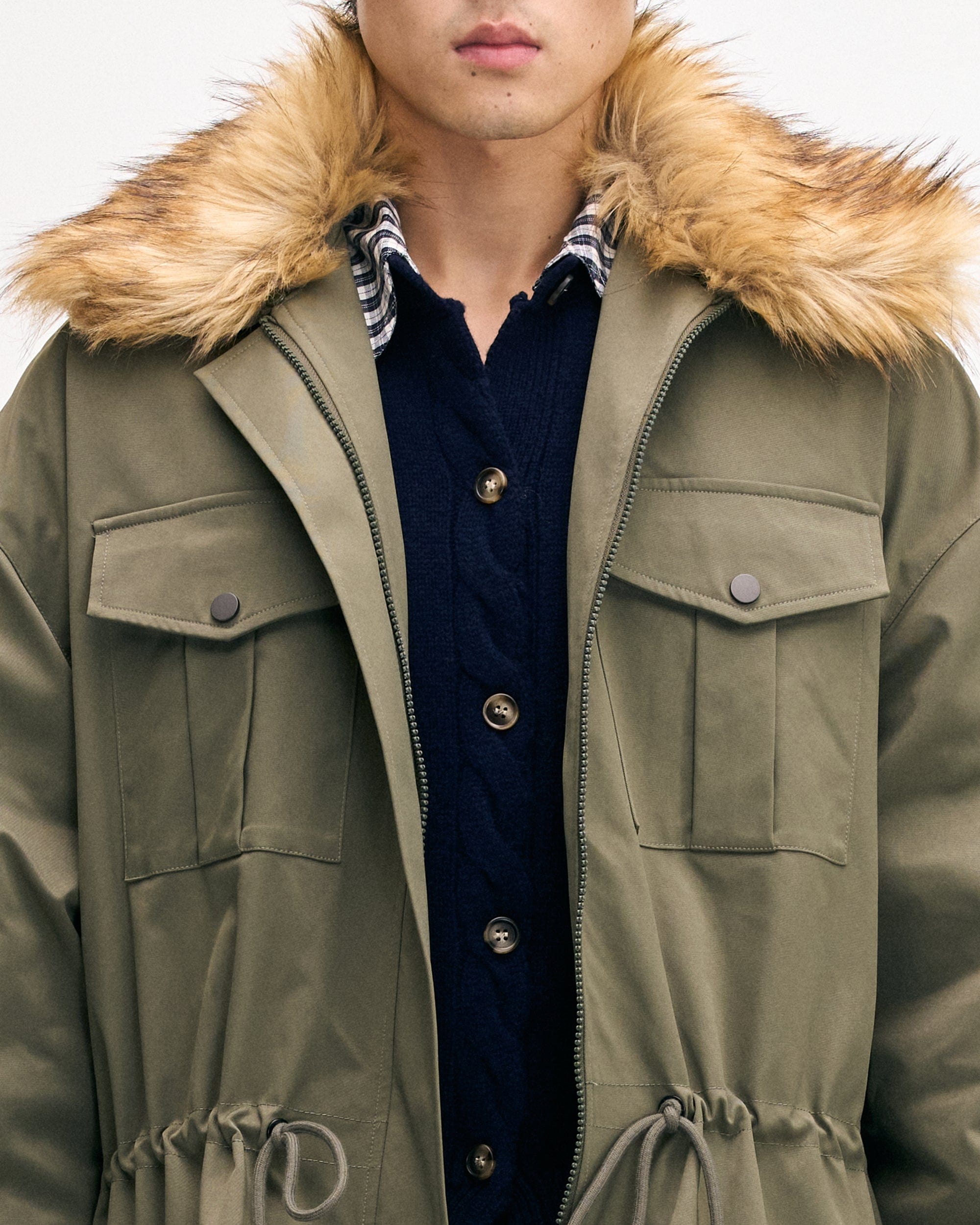 LEONSENSE Classic Detachable Faux-Fur Collar Parka Coat, premium urban and streetwear designers apparel on PROJECTISR.com, LEONSENSE