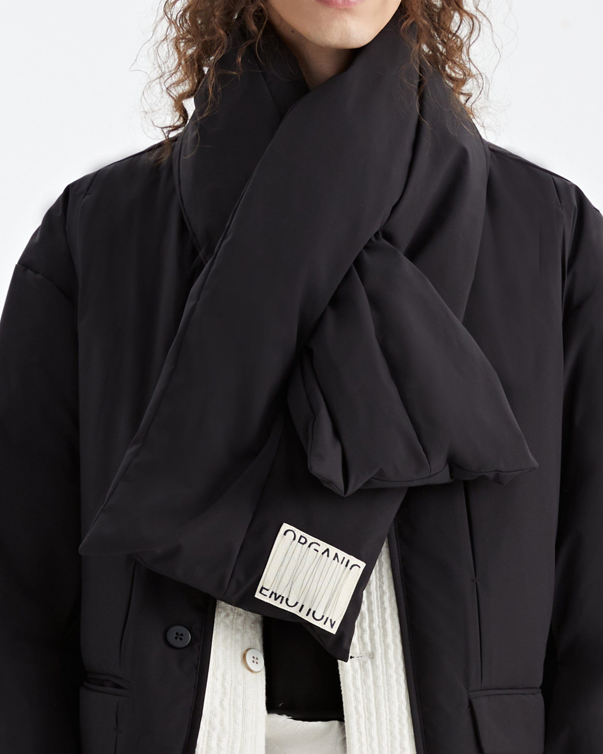 ORGANIC EMOTION Spliced Waterproof Duck Down Scarf Jacket, premium urban and streetwear designers apparel on PROJECTISR.com, ORGANIC EMOTION
