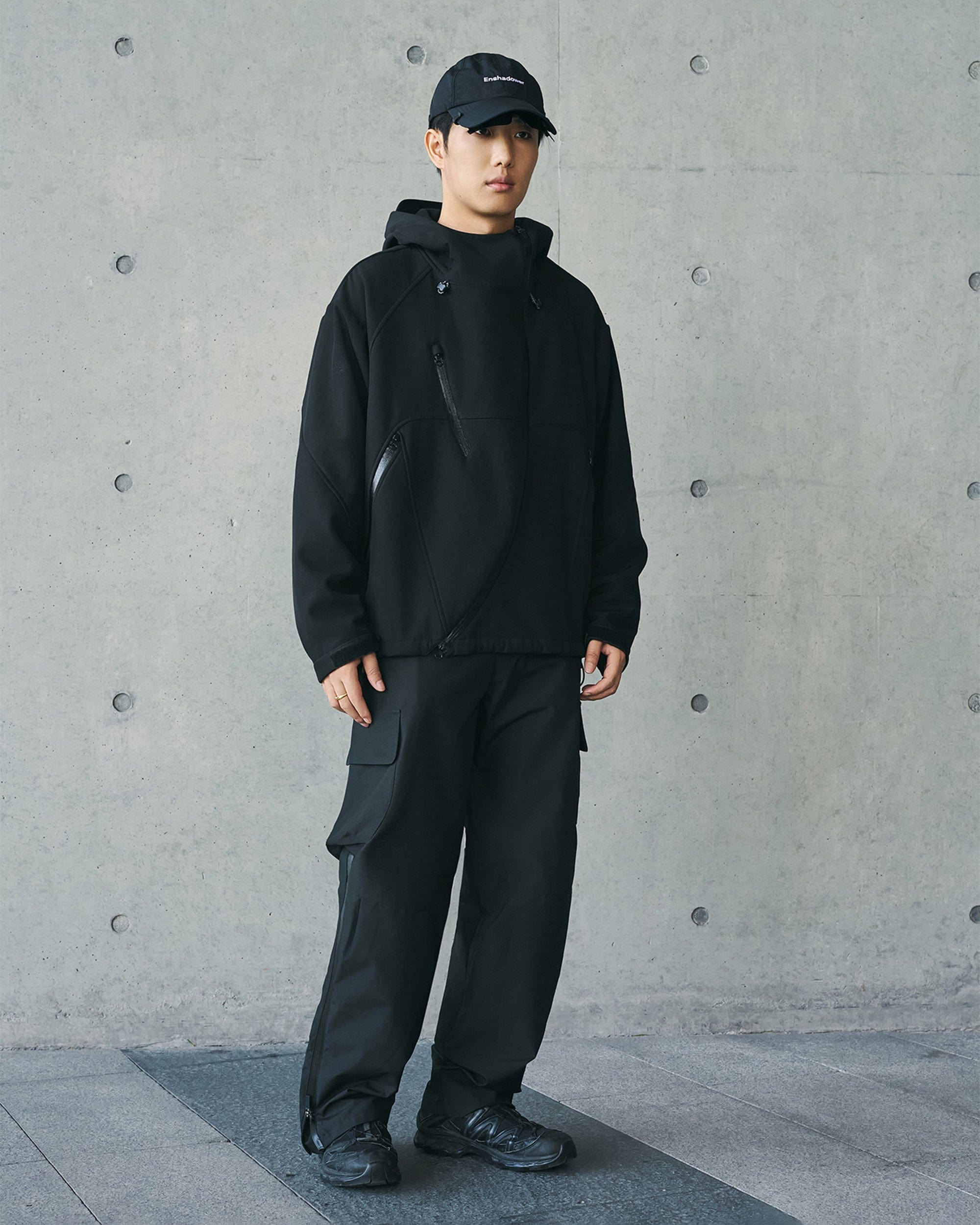 ENSHADOWER Deconstructed Asymmetrical Windbreaker, premium urban and streetwear designers apparel on PROJECTISR.com, ENSHADOWER