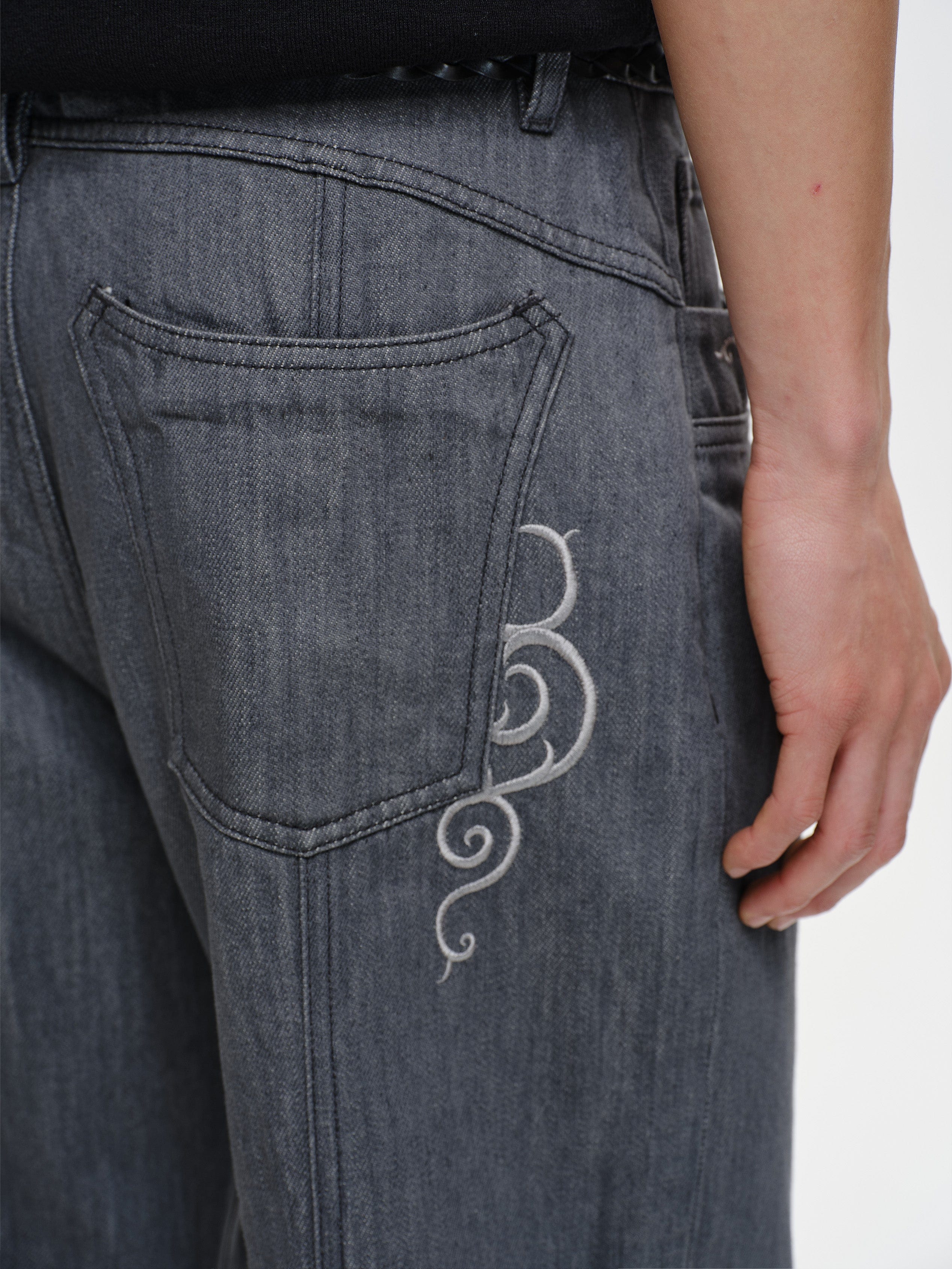 CATSSTAC Floral Embroidered Flared Jeans, premium urban and streetwear designers apparel on PROJECTISR.com, CATSSTAC