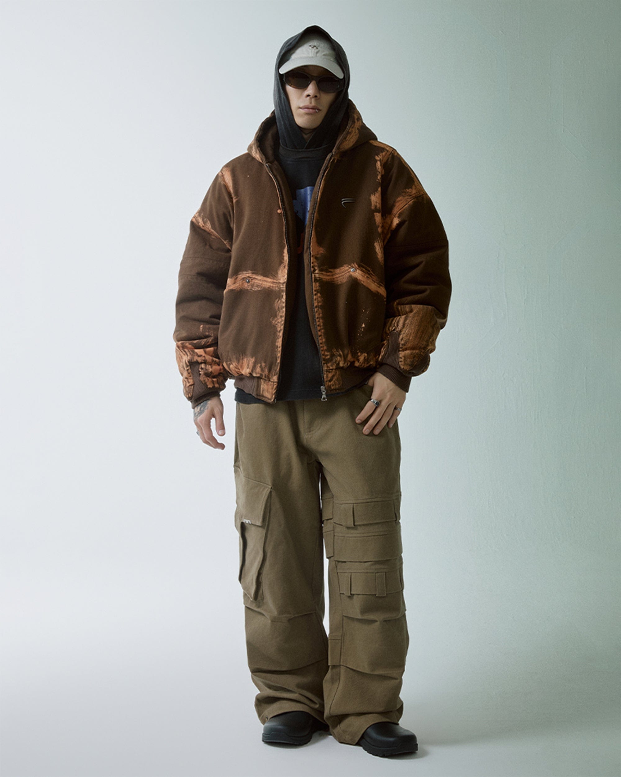 F2CE Asymmetrical Crinkled Cargo Pants, premium urban and streetwear designers apparel on PROJECTISR.com, F2CE