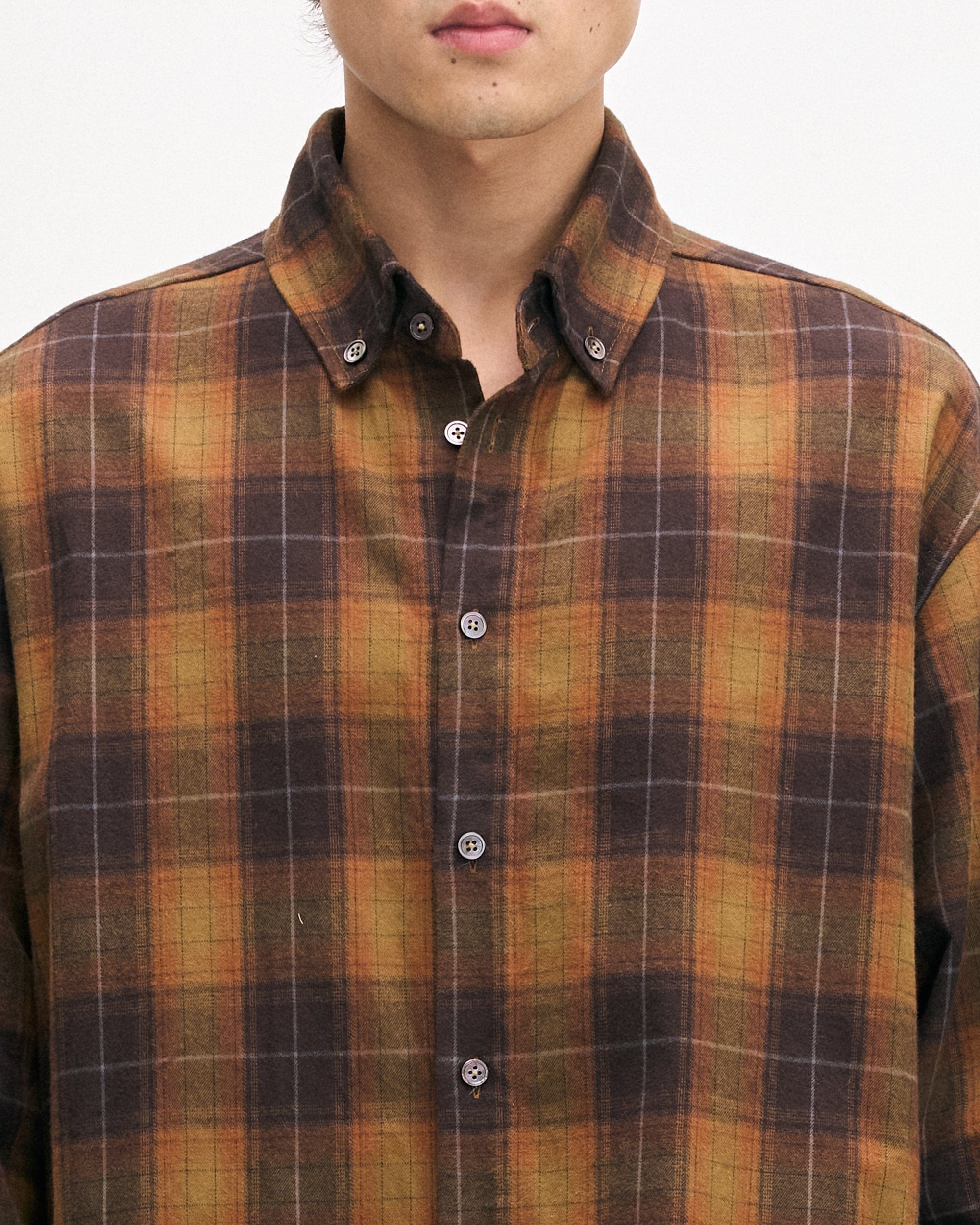 LEONSENSE Classic Plaid Shirt Showa Brown, premium urban and streetwear designers apparel on PROJECTISR.com, LEONSENSE