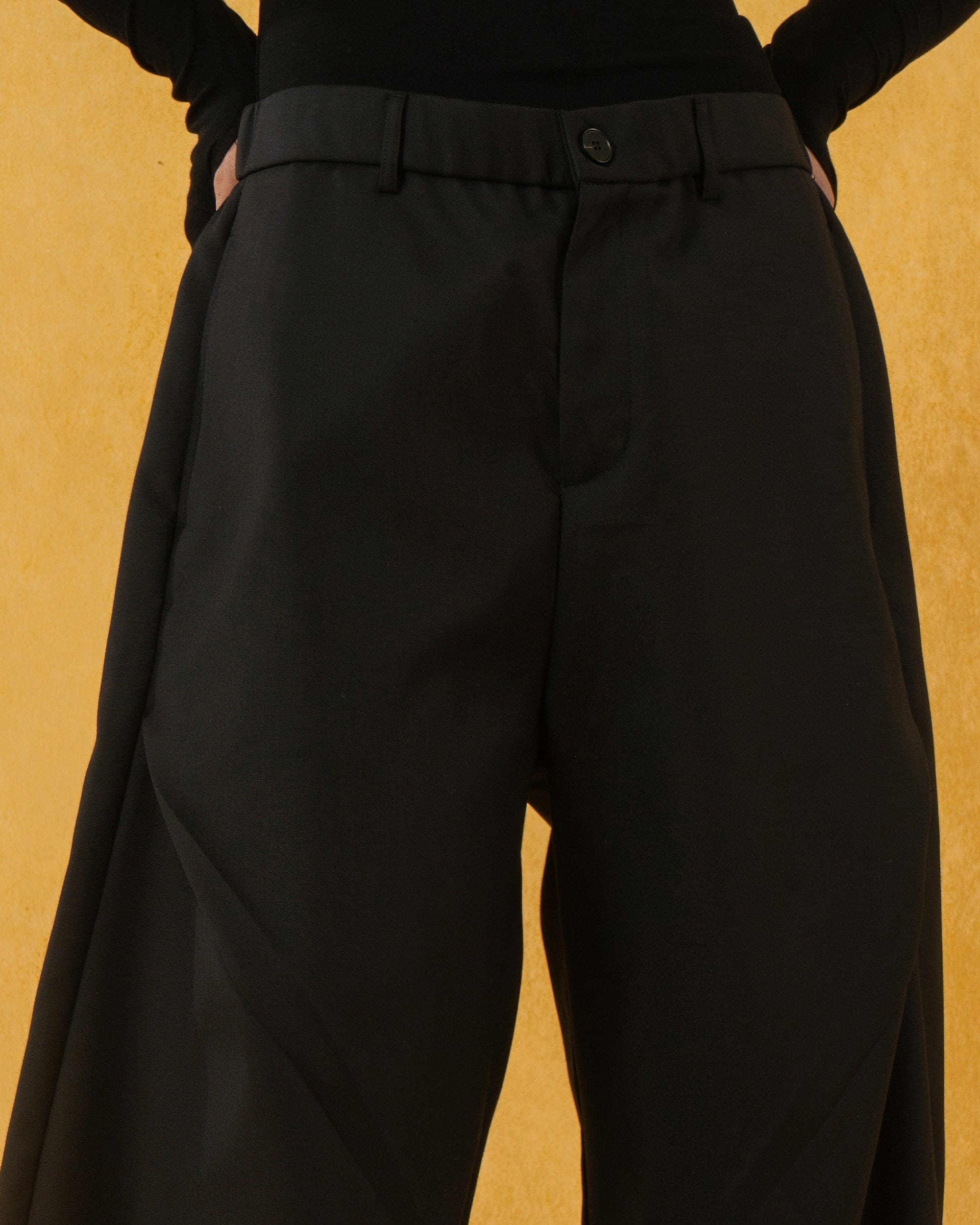 CLP Curved Crinkled Floor-Length Trousers, premium urban and streetwear designers apparel on PROJECTISR.com, CLP