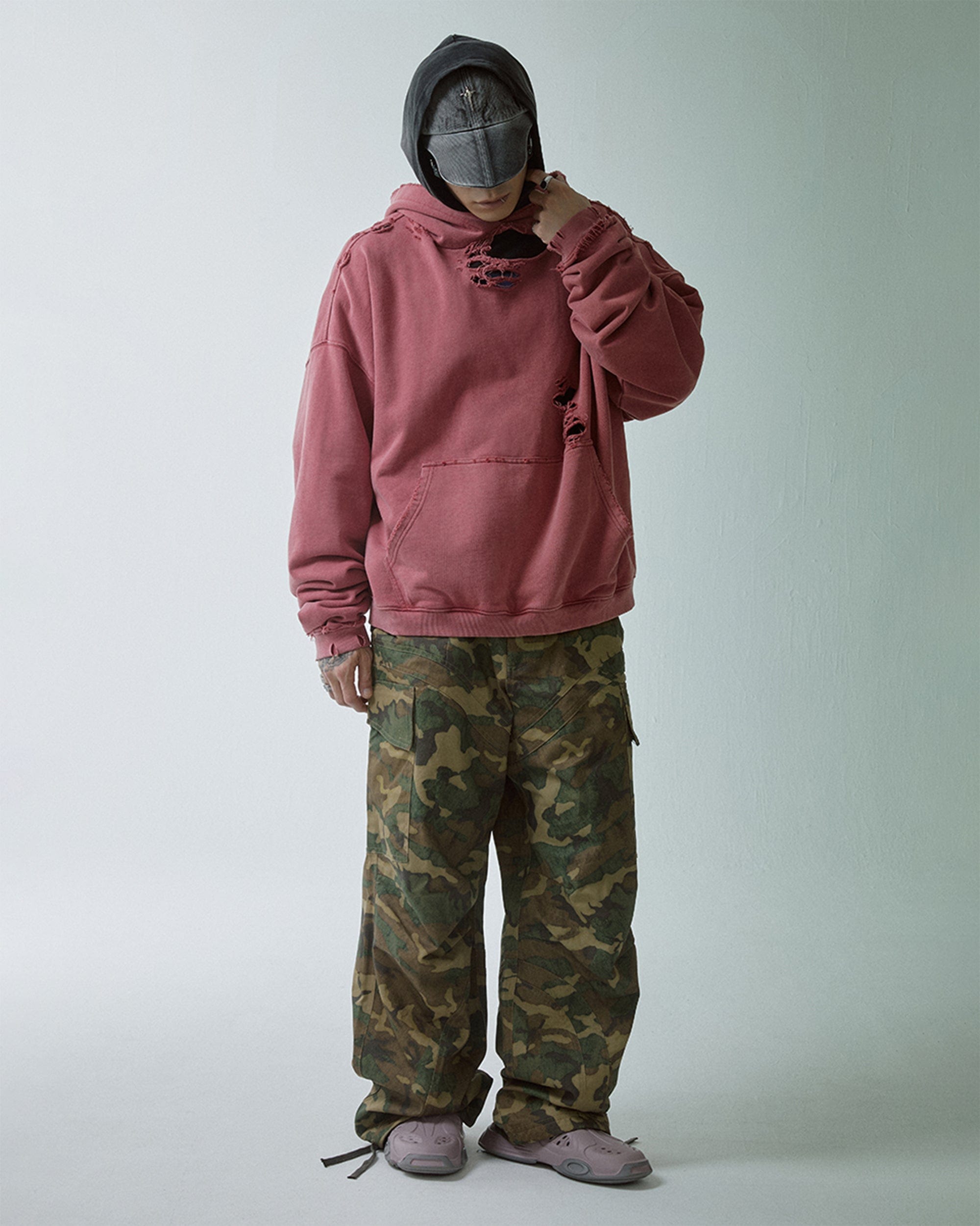 F2CE Wide-Leg Draw-String Camo Cargo Pants, premium urban and streetwear designers apparel on PROJECTISR.com, F2CE