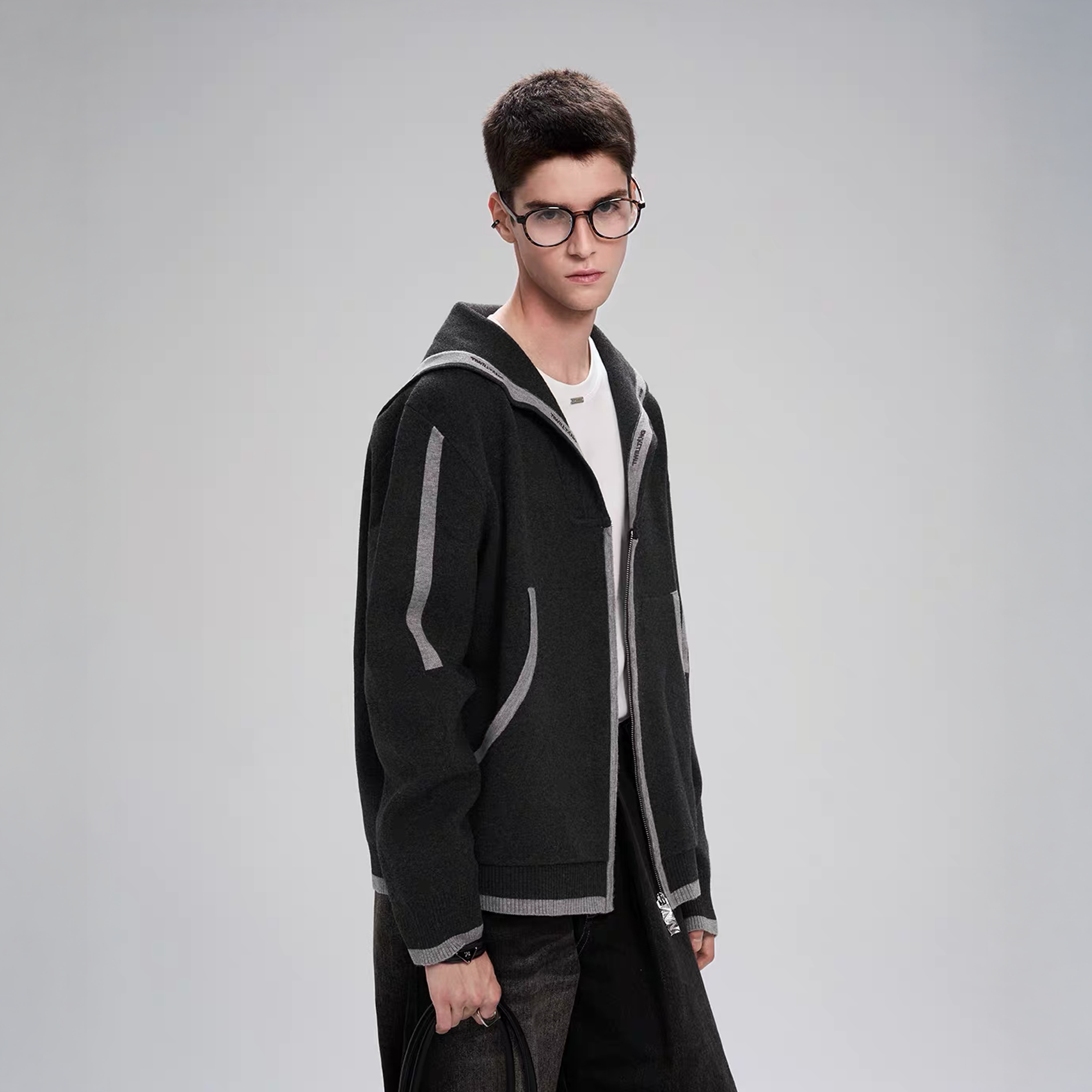 TIWILLTANG Contrast-Trim Sailor-Collar Jacket, premium urban and streetwear designers apparel on PROJECTISR.com, TIWILLTANG