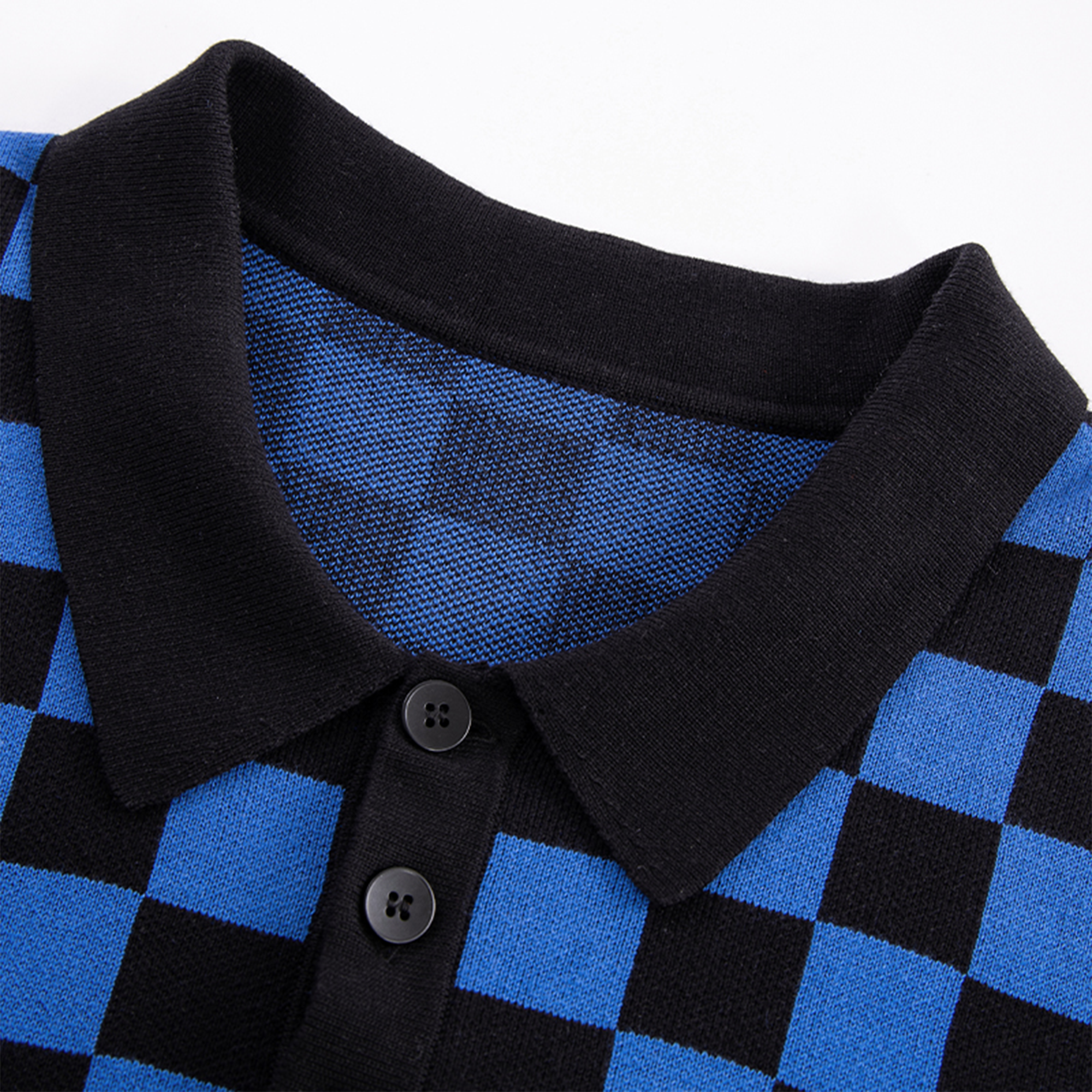 F2CE Slogan Contrast Checkerboard Jacquard Knit Polo