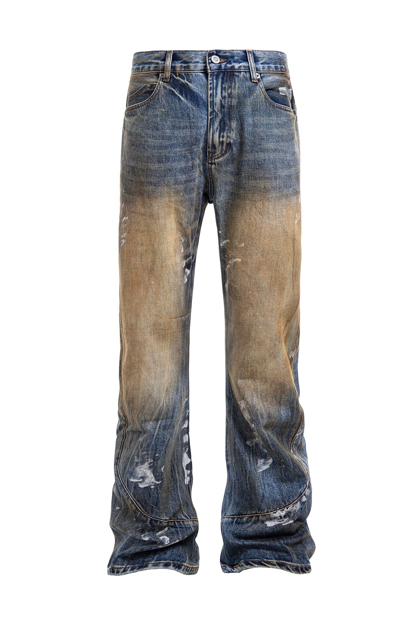 CATSSTAC Dirty Fit Distressed Curved Spliced Jeans, premium urban and streetwear designers apparel on PROJECTISR.com, CATSSTAC