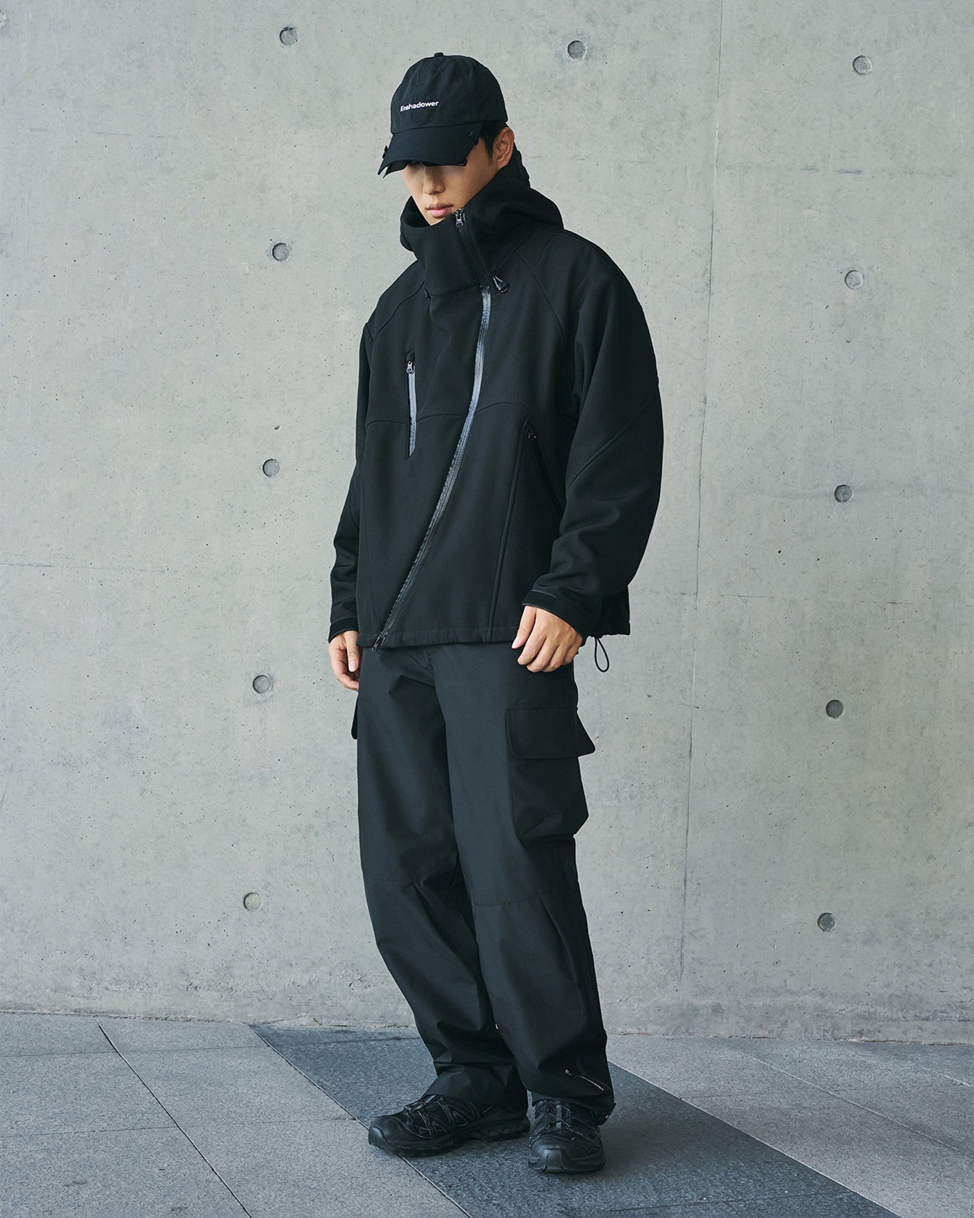 ENSHADOWER Deconstructed Asymmetrical Windbreaker, premium urban and streetwear designers apparel on PROJECTISR.com, ENSHADOWER