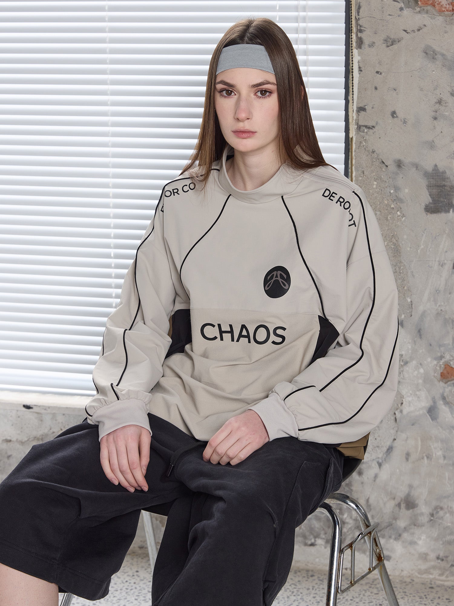 ERROR CODE ROBOT Graphic Contrast Paneled Pullover, premium urban and streetwear designers apparel on PROJECTISR.com, ERROR CODE ROBOT