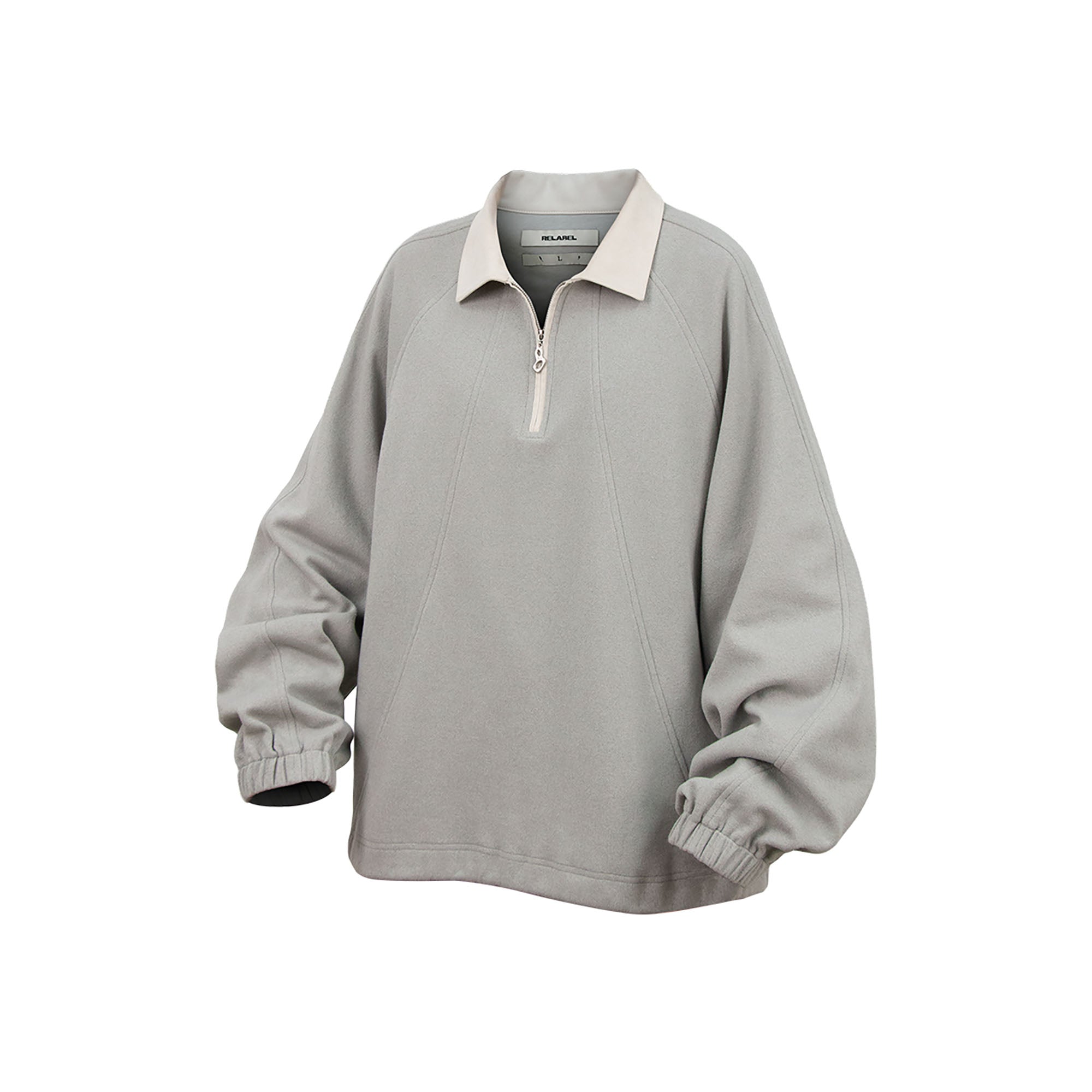 RELABEL Raglan Drawstring-Hem Polo Sweatshirt