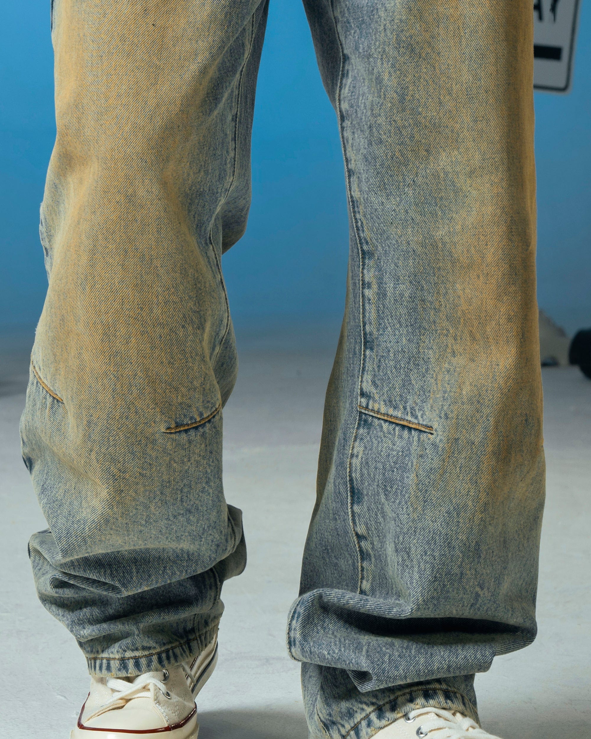 MAKEMORE Classic Acid Washed Crinkled Jeans, premium urban and streetwear designers apparel on PROJECTISR.com, MAKEMORE