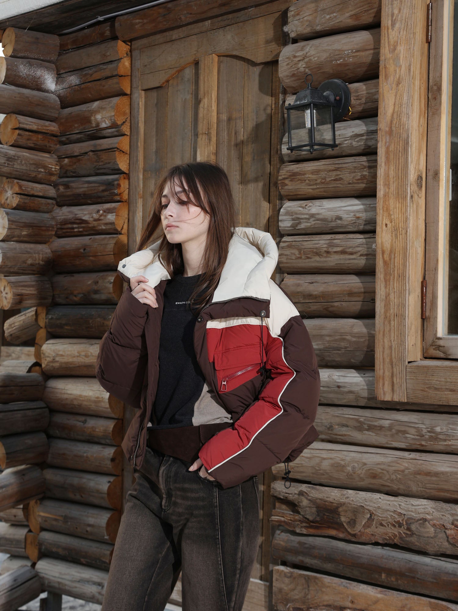 ERROR CODE ROBOT Contrast Cropped Down Jacket, premium urban and streetwear designers apparel on PROJECTISR.com, ERROR CODE ROBOT