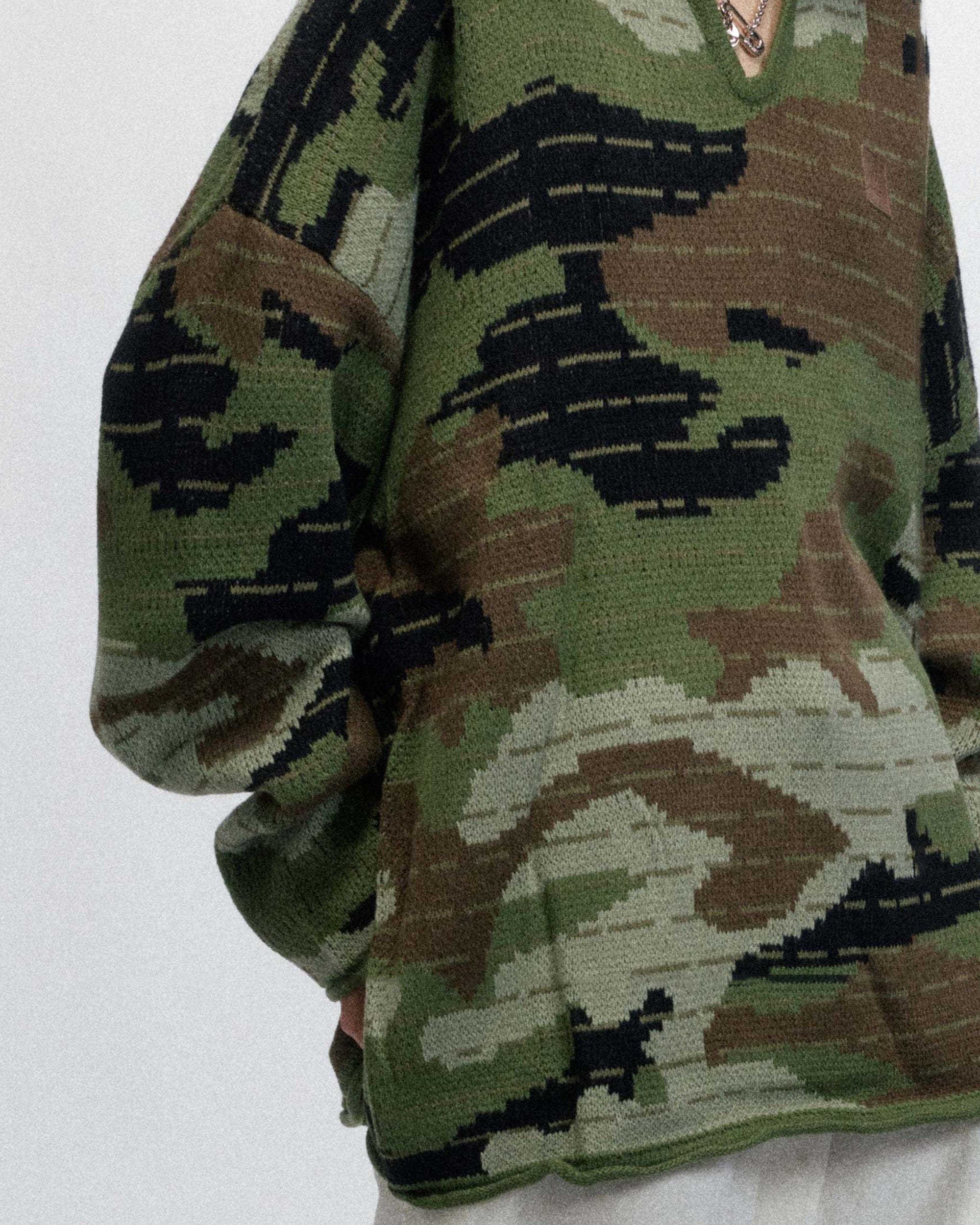 OVDY Modern Camo Stripe V-Neck Sweater, premium urban and streetwear designers apparel on PROJECTISR.com, OVDY
