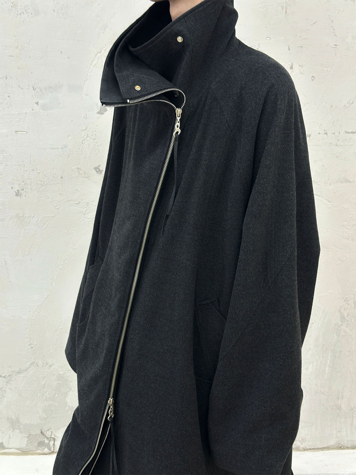 RELABEL Layered Placket Wool Blend Coat
