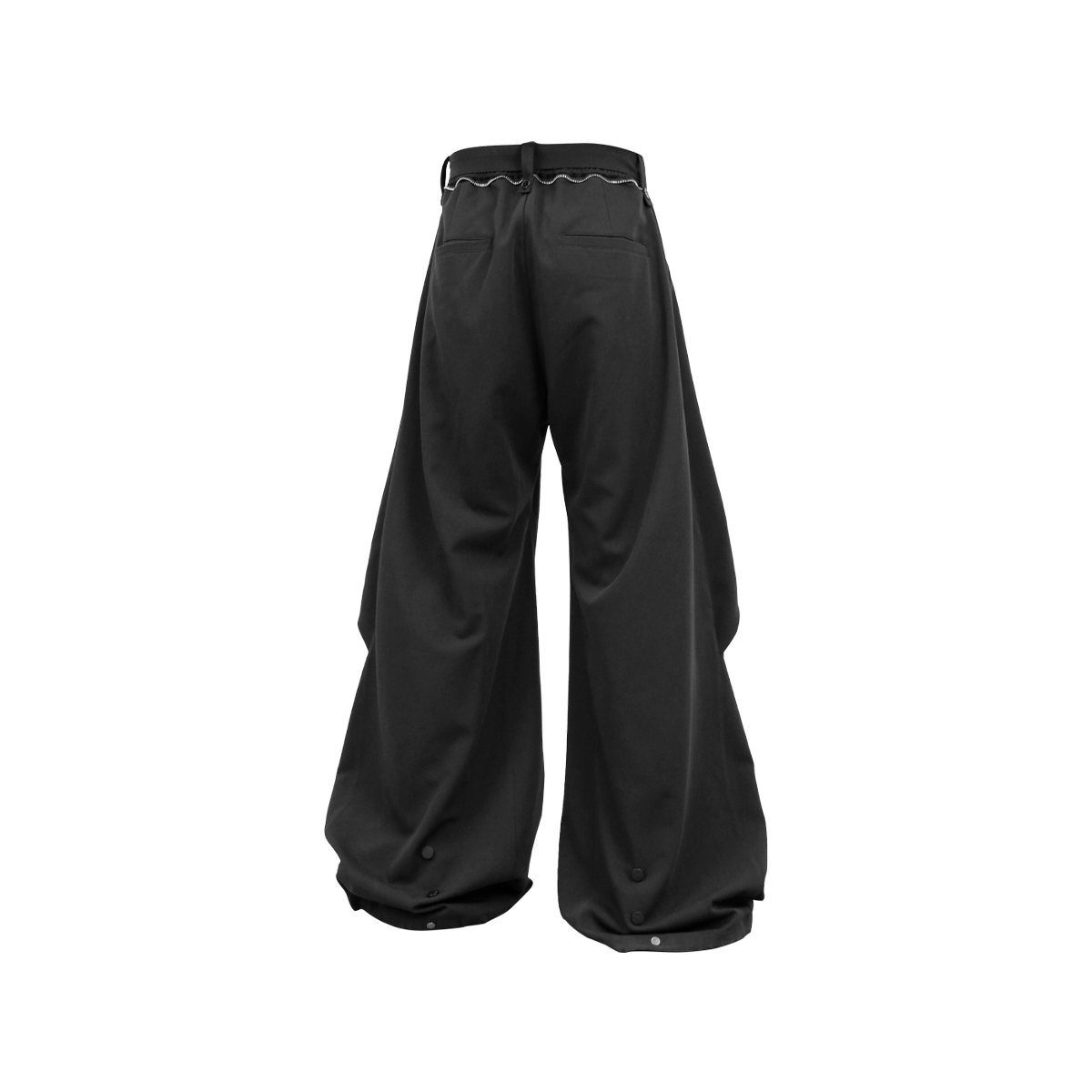 RELABEL Wool-Blend Pleated Draped Wide-Leg Pants Black, premium urban and streetwear designers apparel on PROJECTISR.com, RELABEL