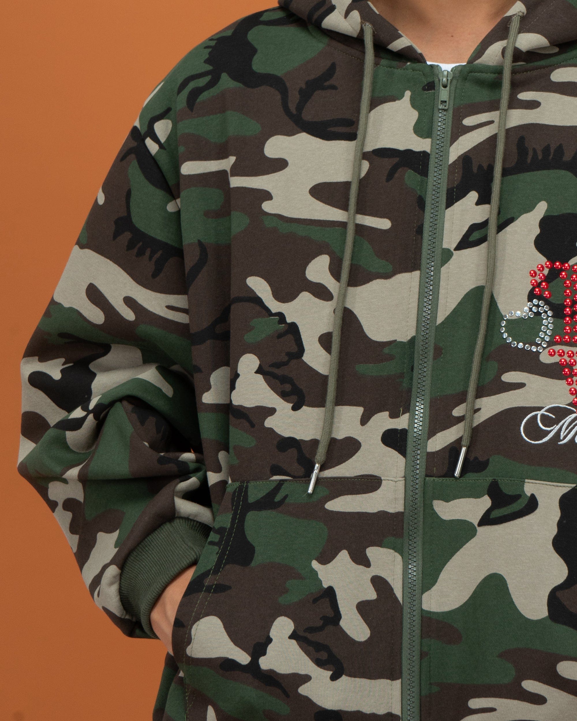 CLP Camo Studded Zip-Up Hoodie, premium urban and streetwear designers apparel on PROJECTISR.com, CLP