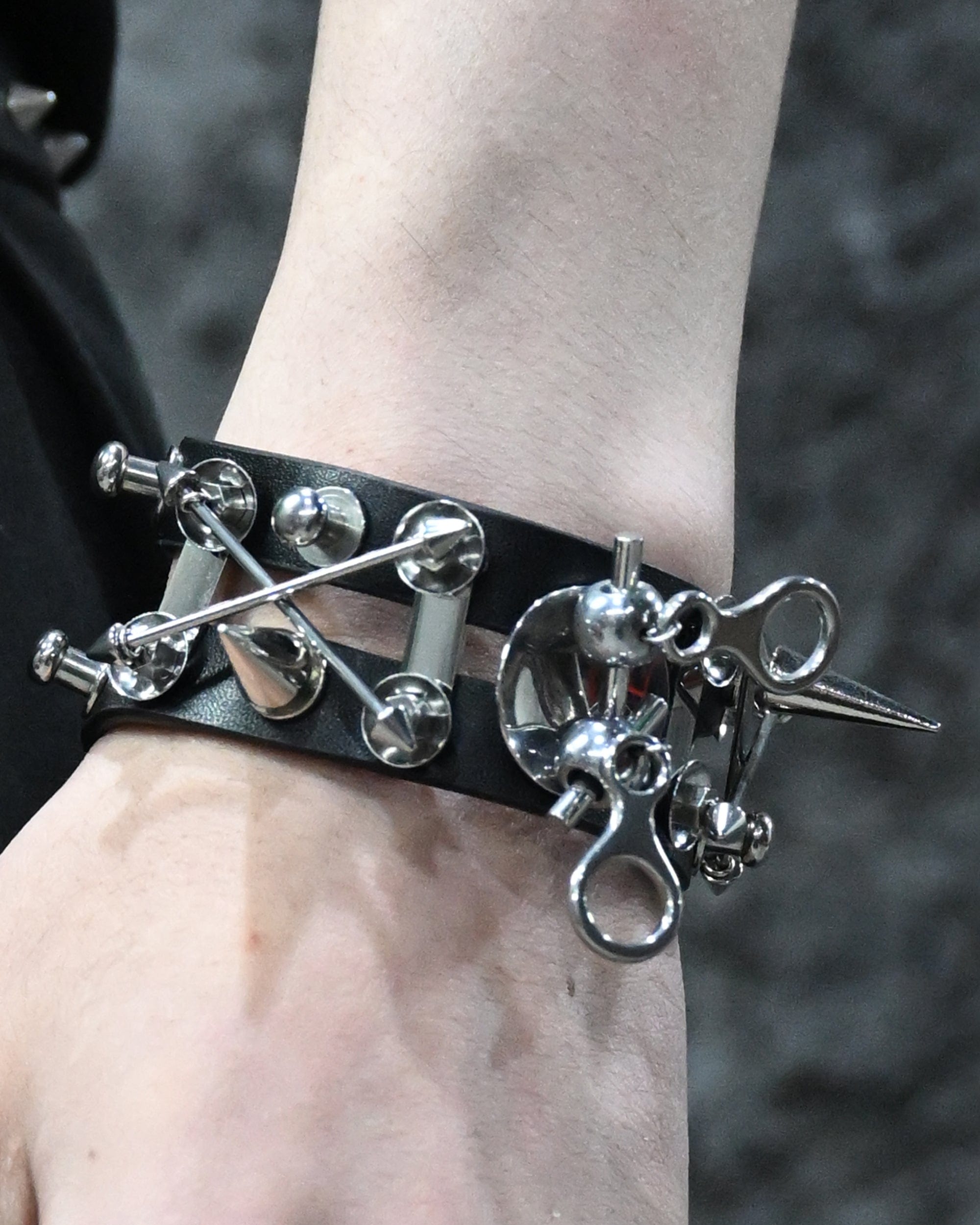 ILLUSORY Modern Hunter Adjustable Chain Rivet PU Bracelet, premium urban and streetwear designers apparel on PROJECTISR.com, ILLUSORY