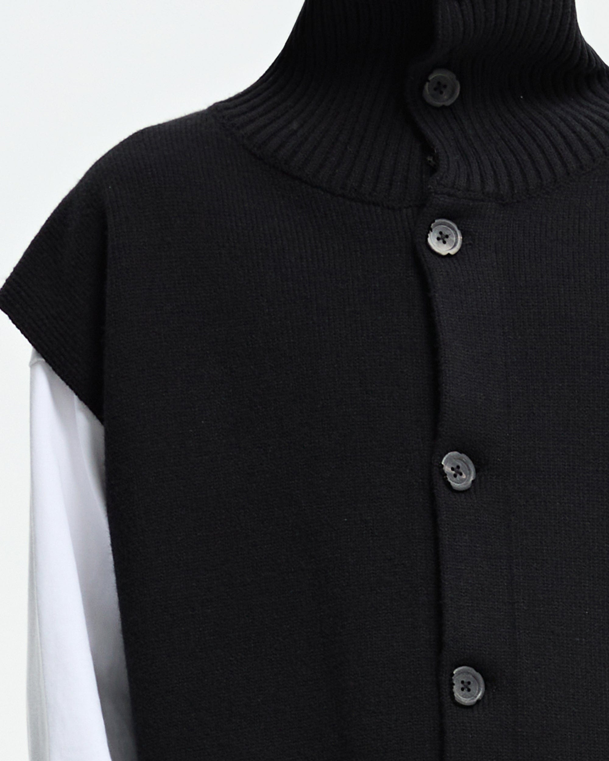 ORGANIC EMOTION Classic Knitted High Collar Button Vest, premium urban and streetwear designers apparel on PROJECTISR.com, ORGANIC EMOTION