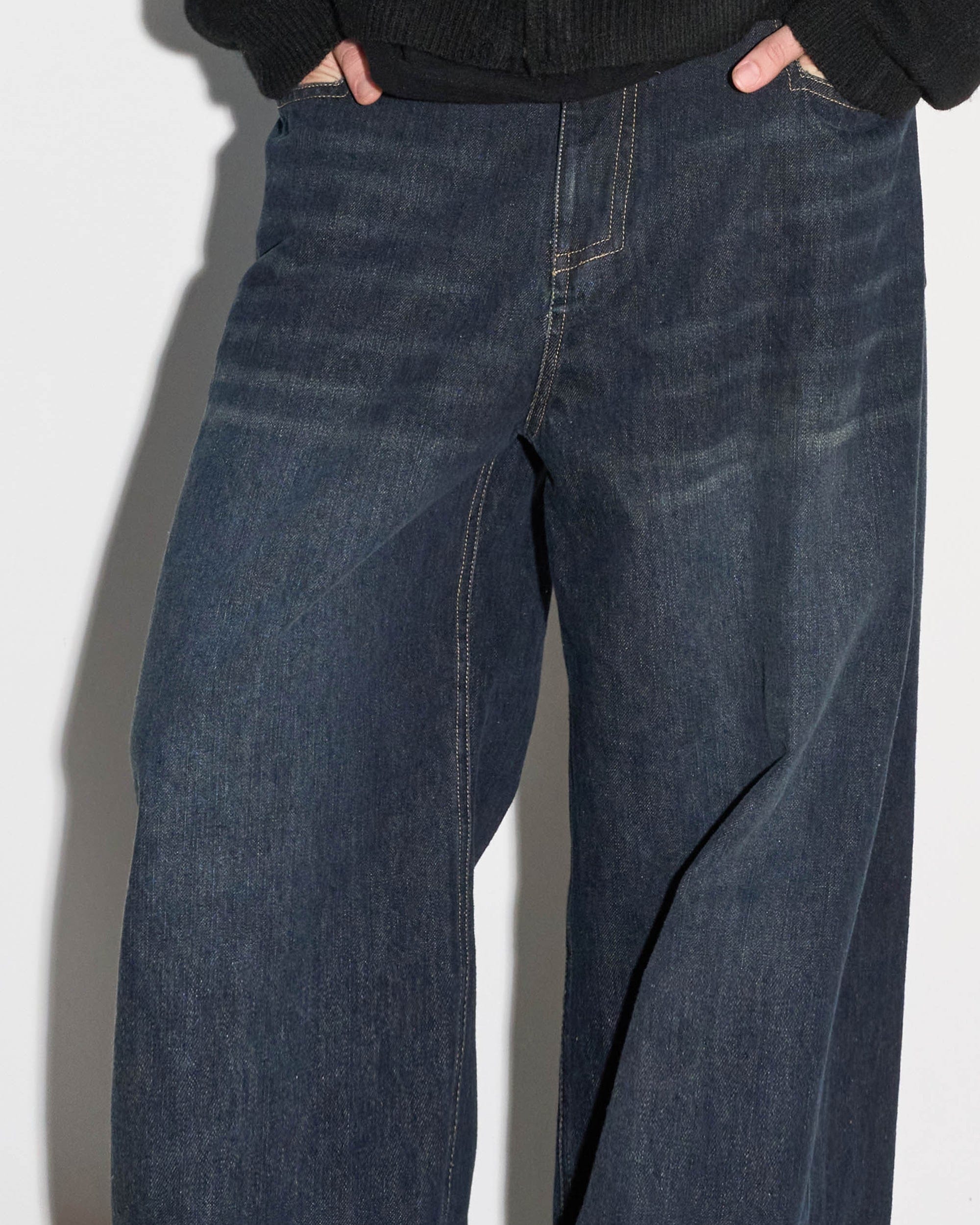 49PERCENT Modern Washed Rivet Straight-Leg Jeans, premium urban and streetwear designers apparel on PROJECTISR.com, 49PERCENT