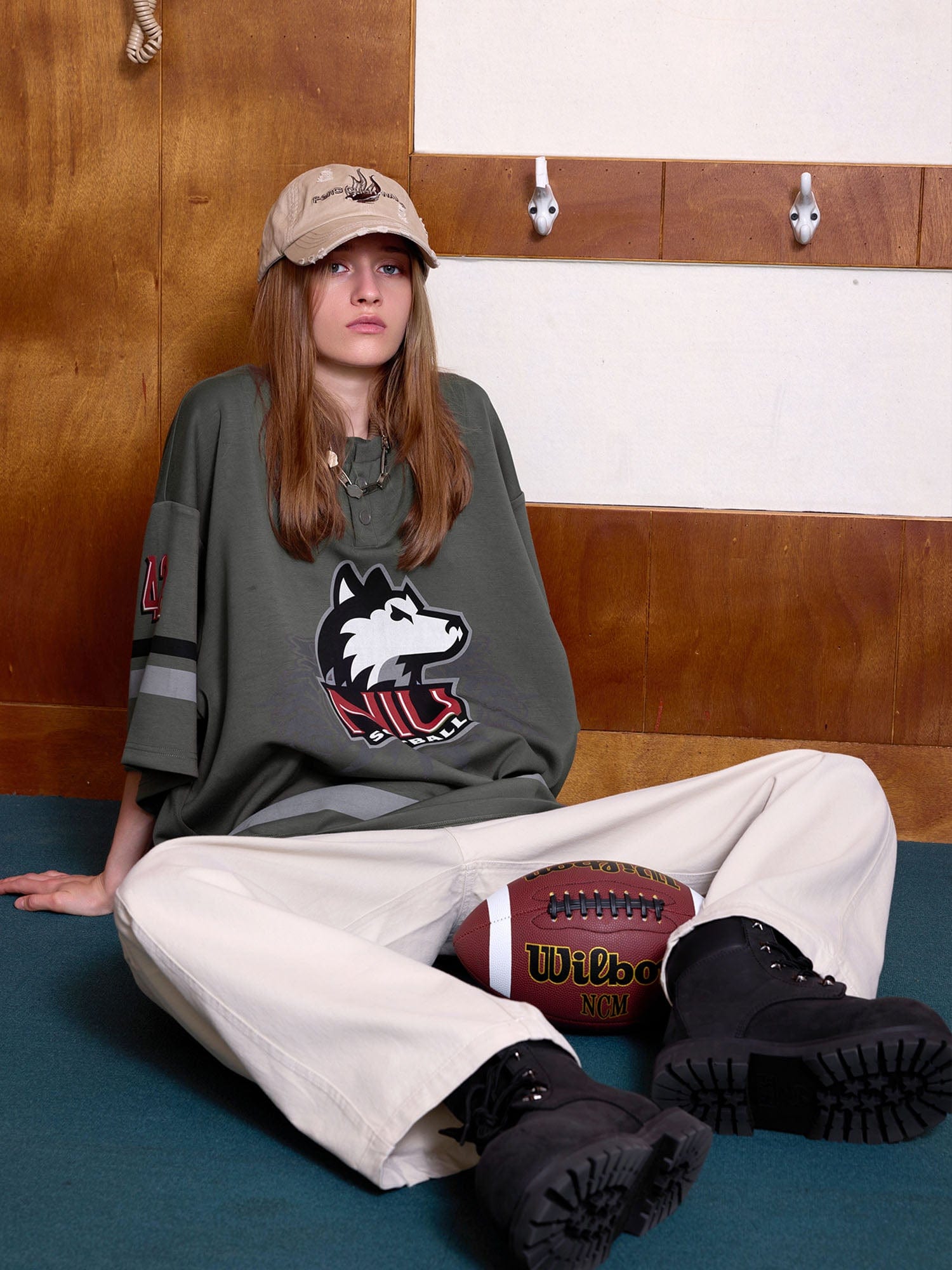 ERROR CODE ROBOT Varsity Layered Collar Oversized Huskie Tee, premium urban and streetwear designers apparel on PROJECTISR.com, ERROR CODE ROBOT