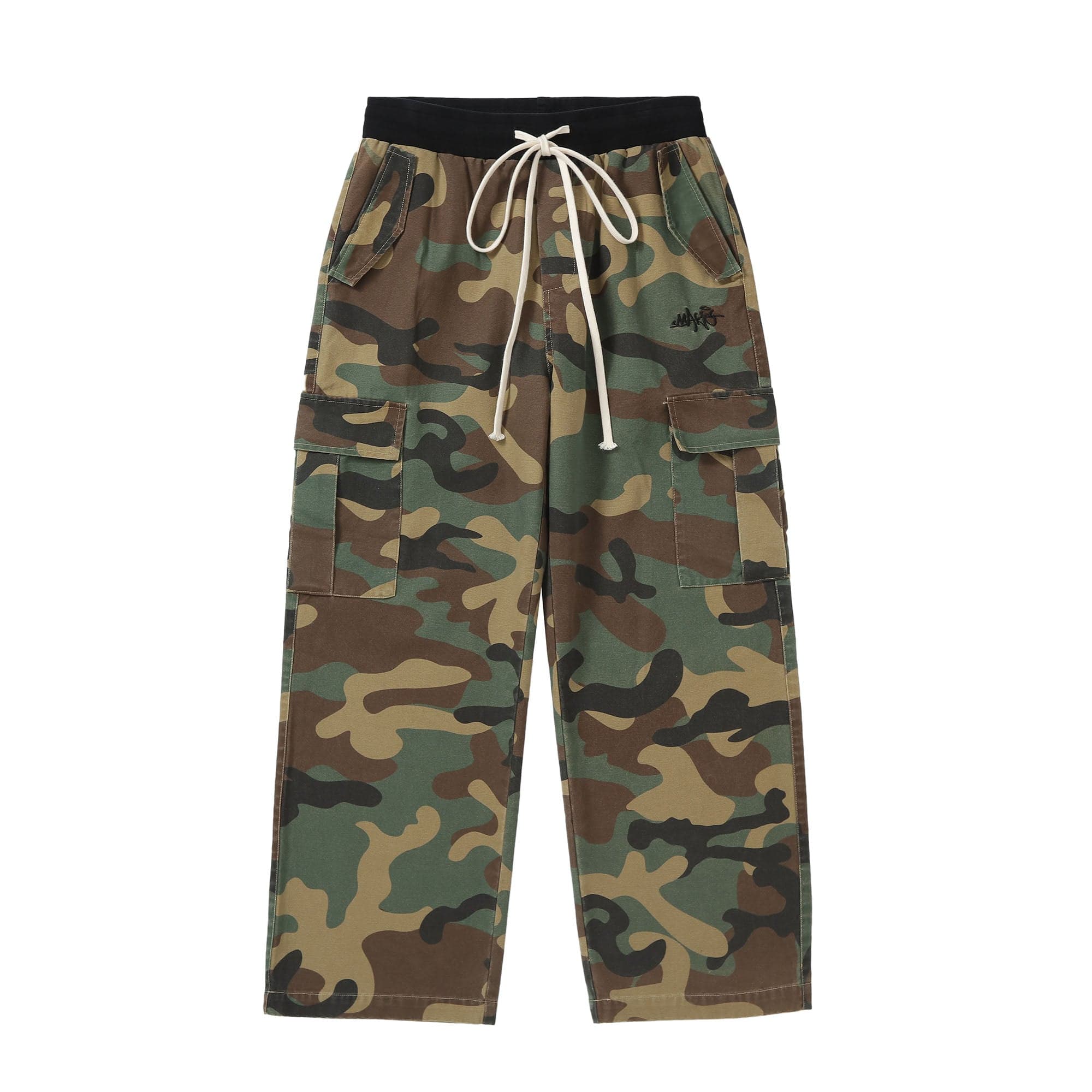 MAKEMORE Camo Drawstring Cargo Sweatpants, premium urban and streetwear designers apparel on PROJECTISR.com, MAKEMORE