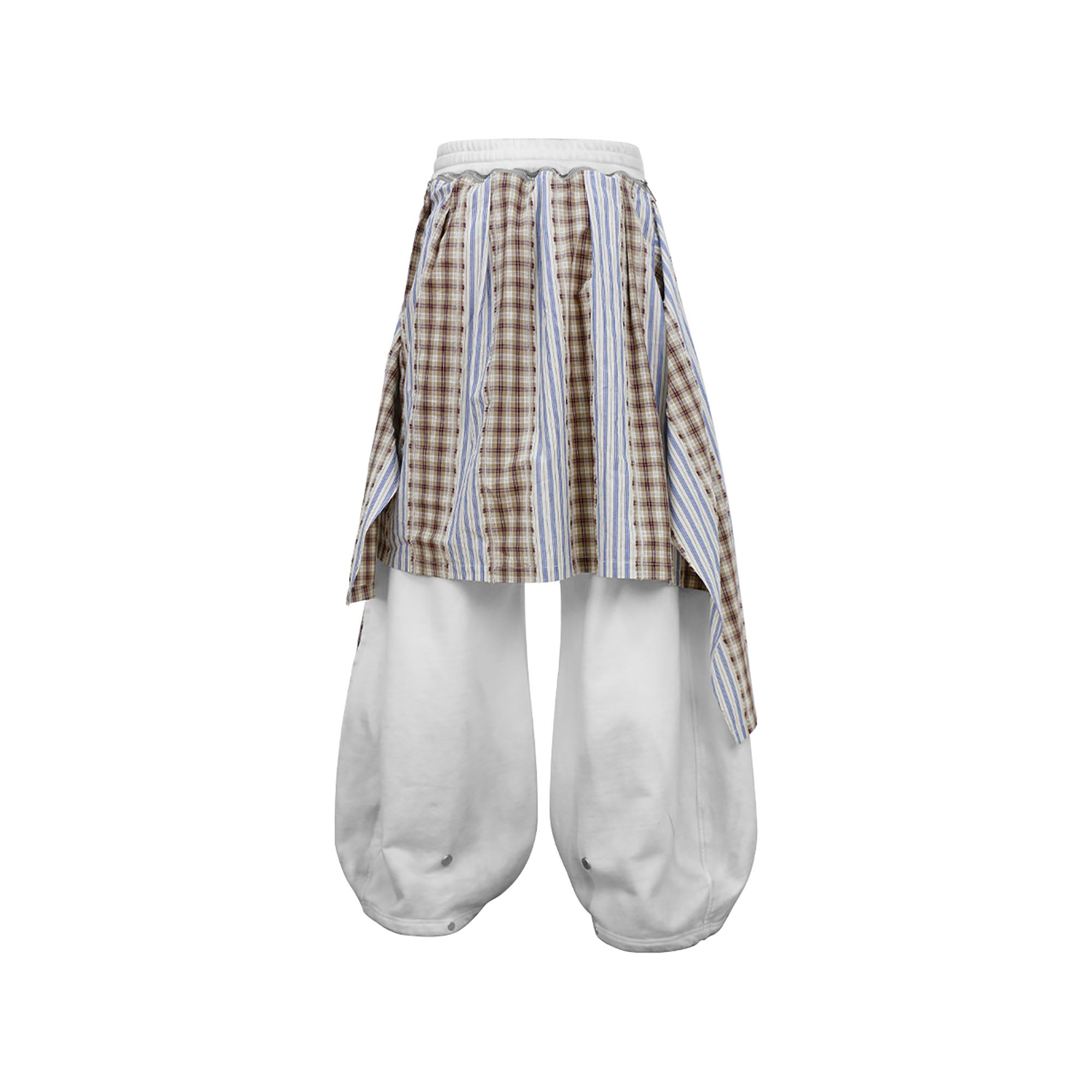 RELABEL Distressed Detachable Plaid Drape Sweatpants, premium urban and streetwear designers apparel on PROJECTISR.com, RELABEL