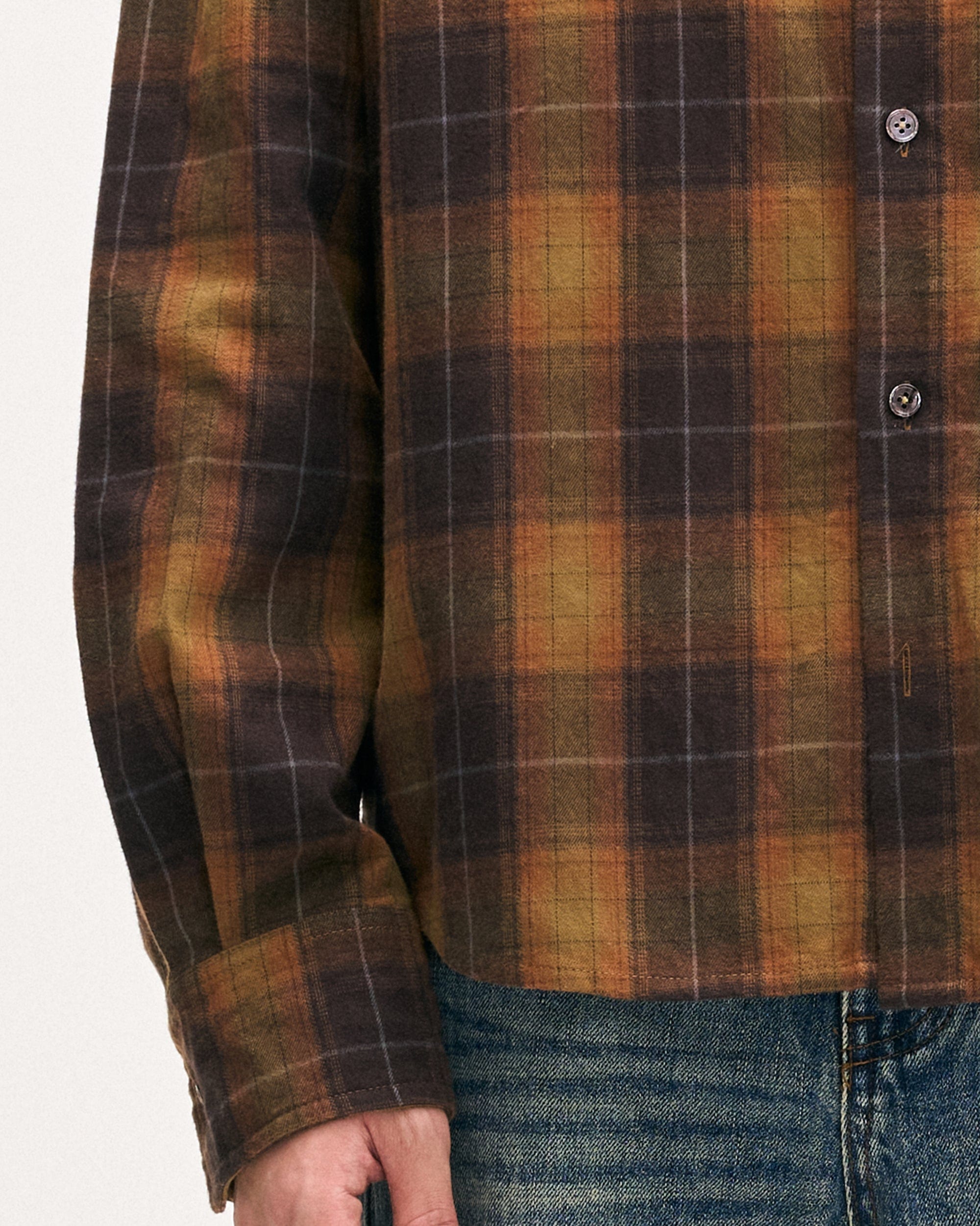 LEONSENSE Classic Plaid Shirt Showa Brown, premium urban and streetwear designers apparel on PROJECTISR.com, LEONSENSE
