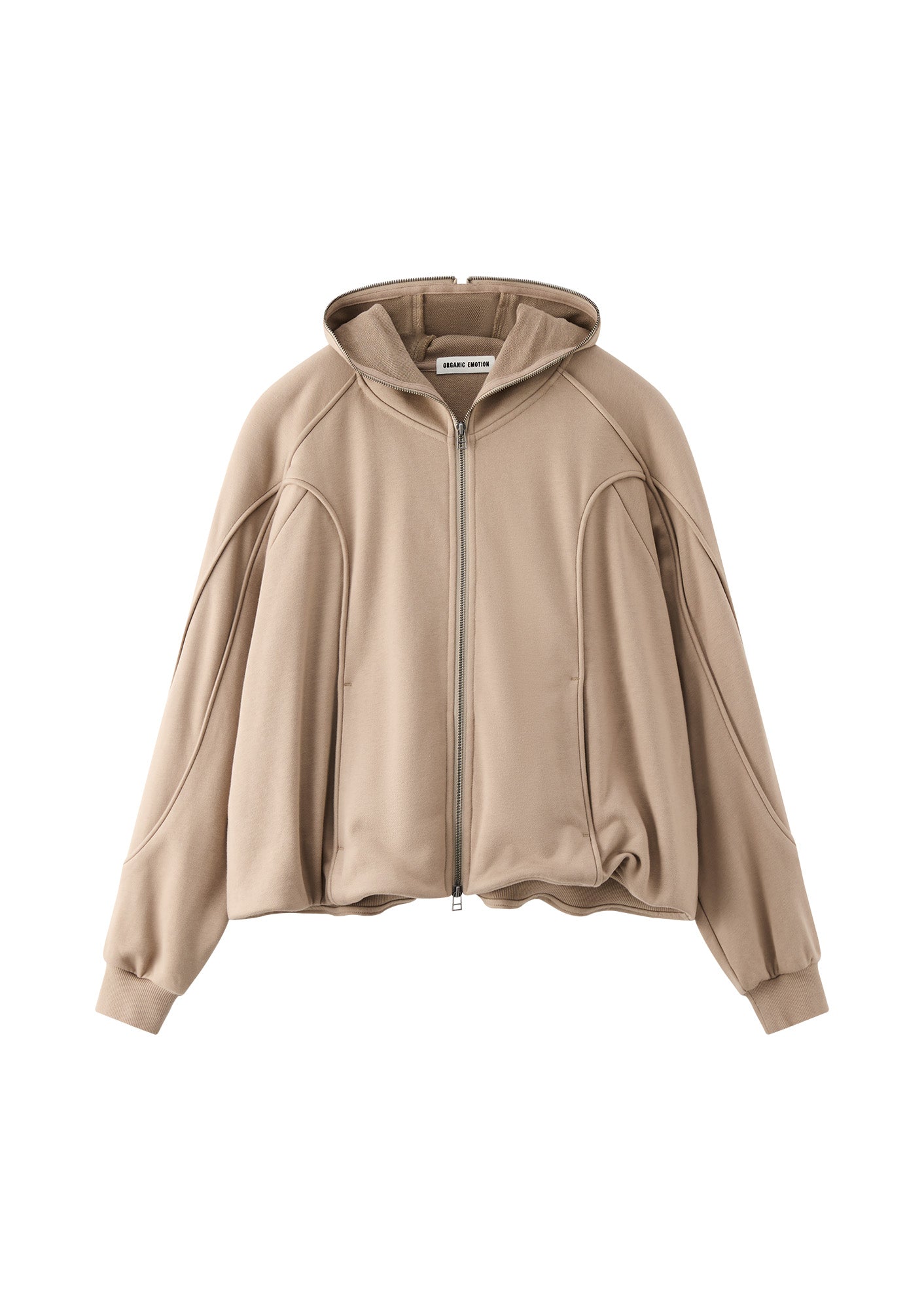 ORGANIC EMOTION Curved Panel Drawstring-Hem Zip-Up Hoodie, premium urban and streetwear designers apparel on PROJECTISR.com, ORGANIC EMOTION