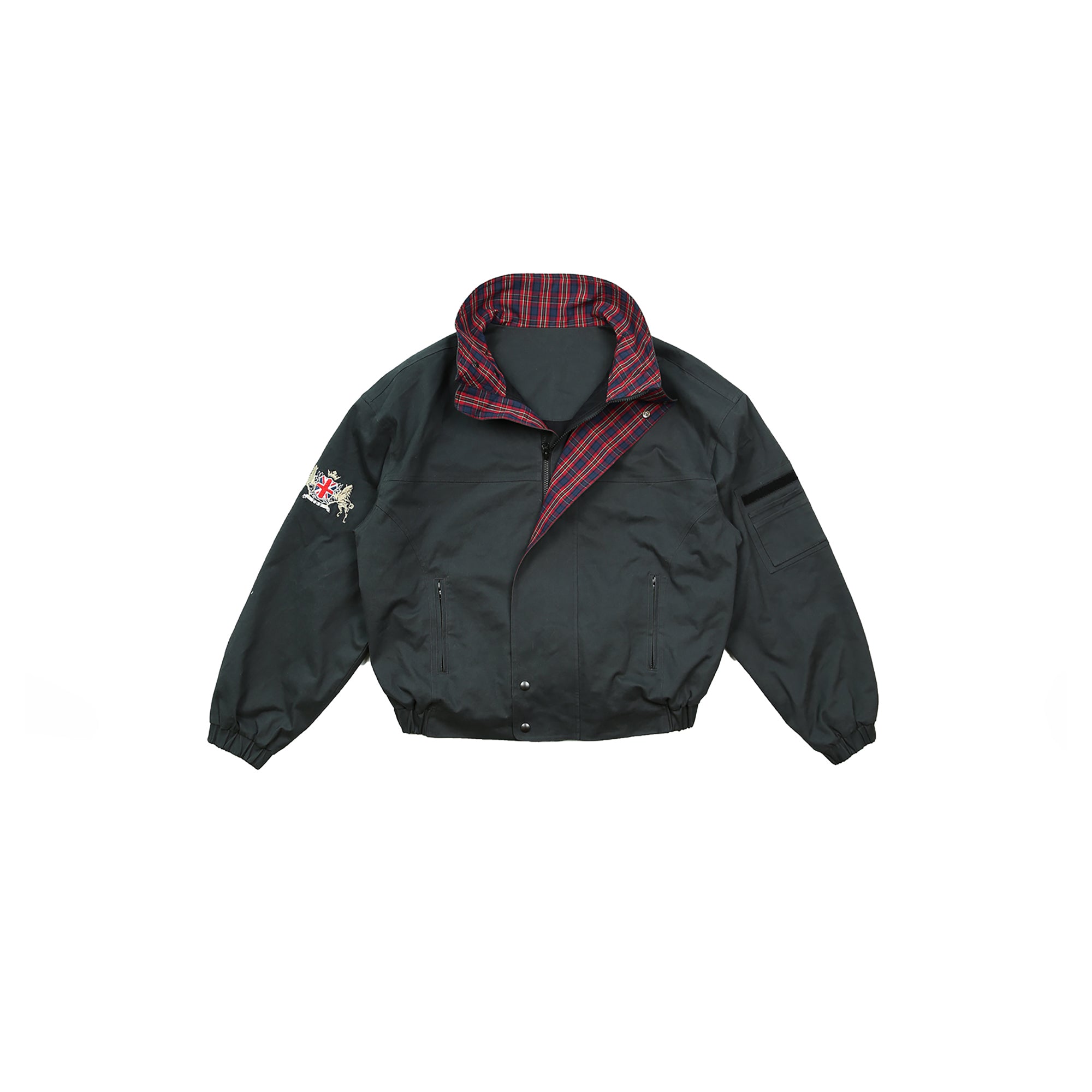 TRECLUB Retro Plaid-Lined Stand-Collar Jacket, premium urban and streetwear designers apparel on PROJECTISR.com, TRECLUB