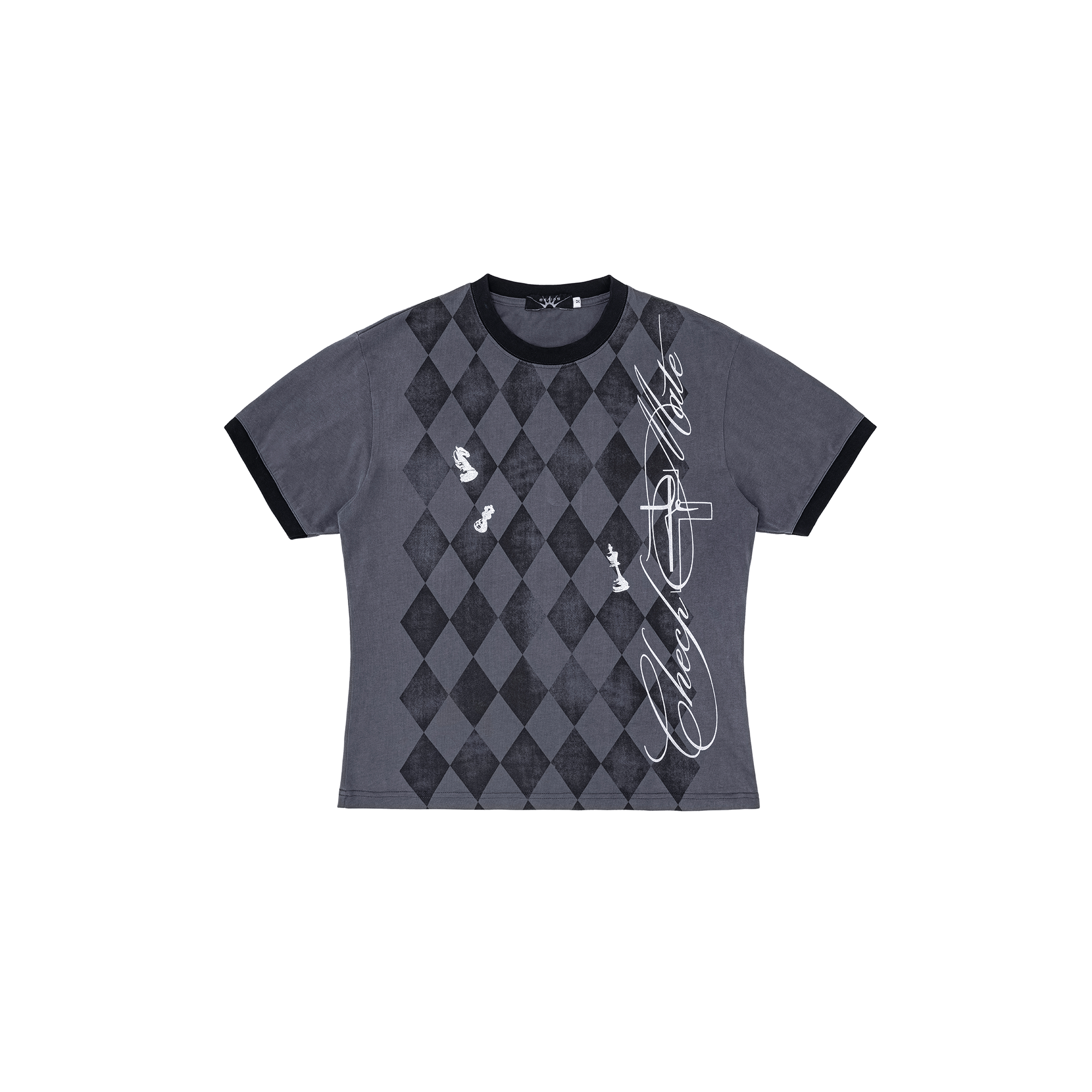 ESAIAS Washed Argyle Graphic T-Shirt