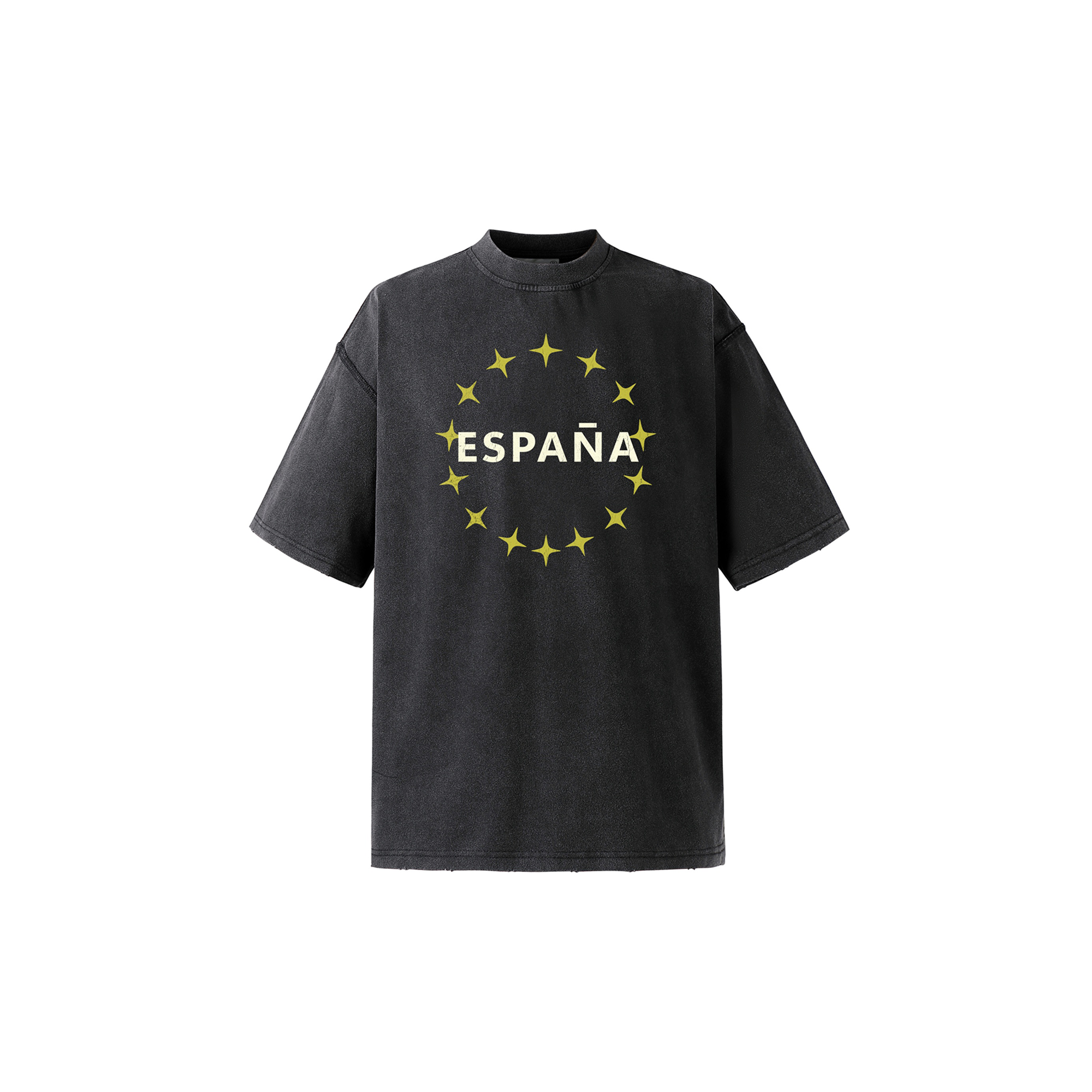 NOVACAM Washed Star Letter Graphic Oversized T-Shirt