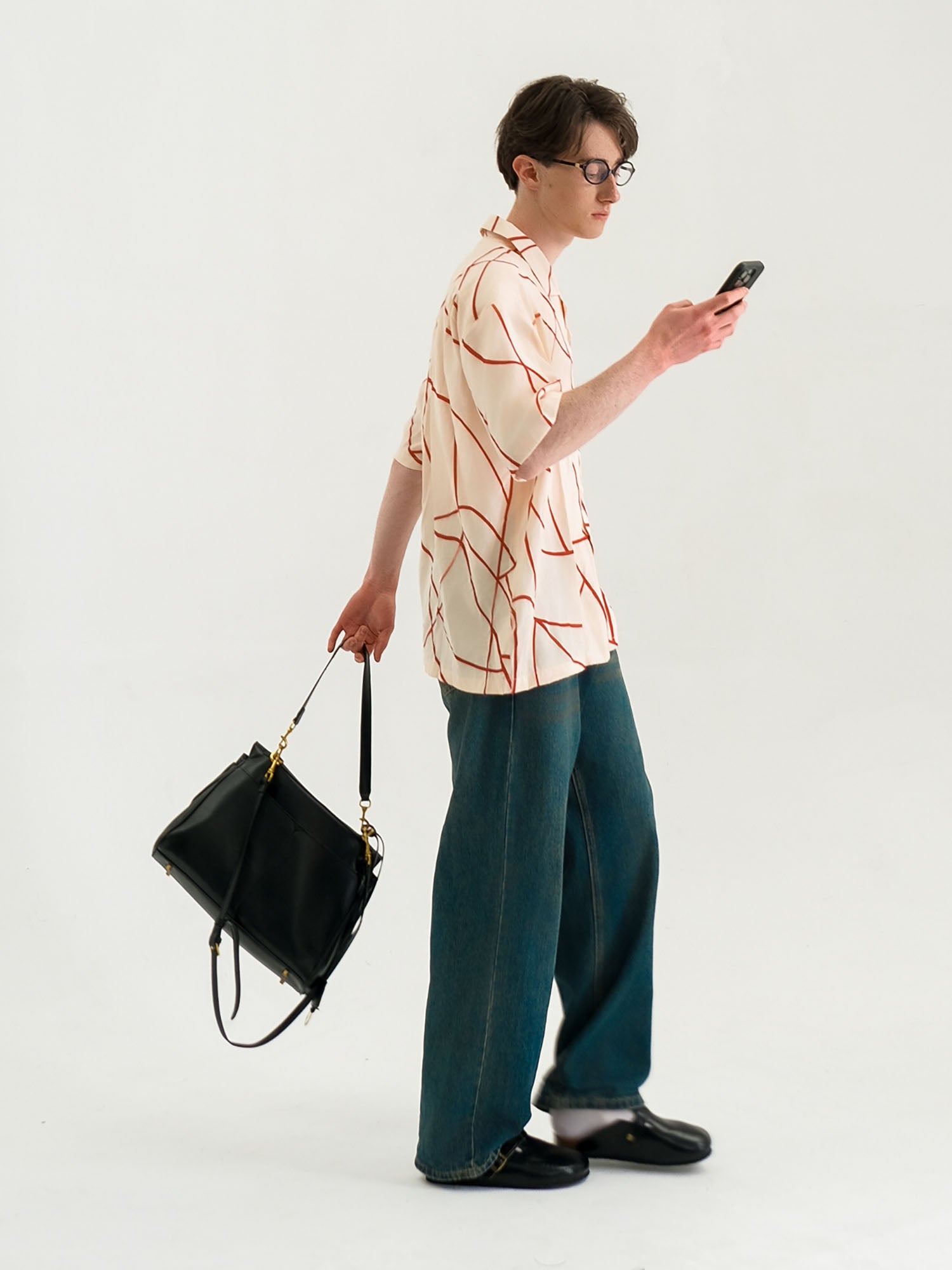 WIID Abstract Line Oversized Cuban Half Shirt, premium urban and streetwear designers apparel on PROJECTISR.com, WIID