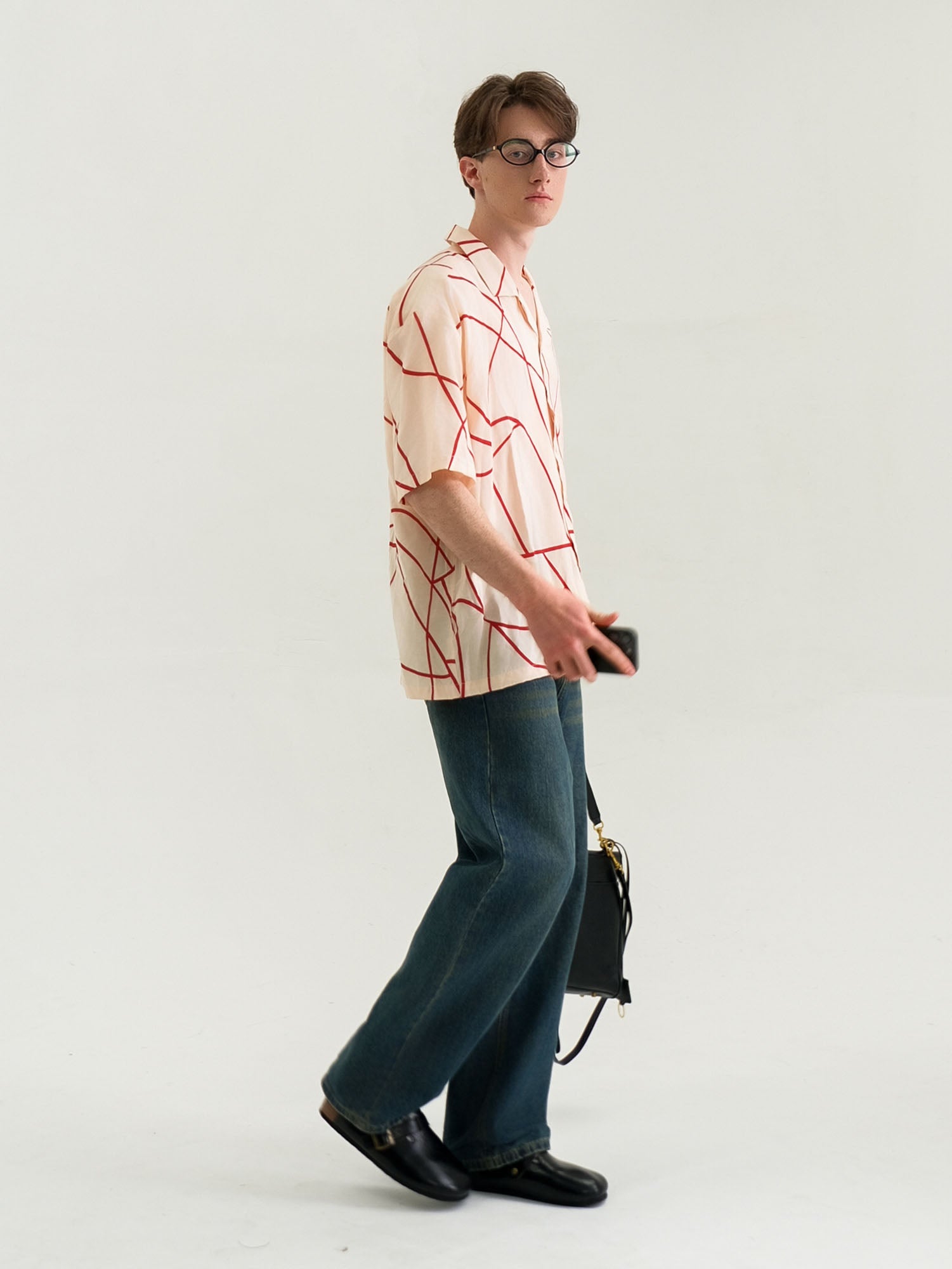 WIID Abstract Line Oversized Cuban Half Shirt, premium urban and streetwear designers apparel on PROJECTISR.com, WIID