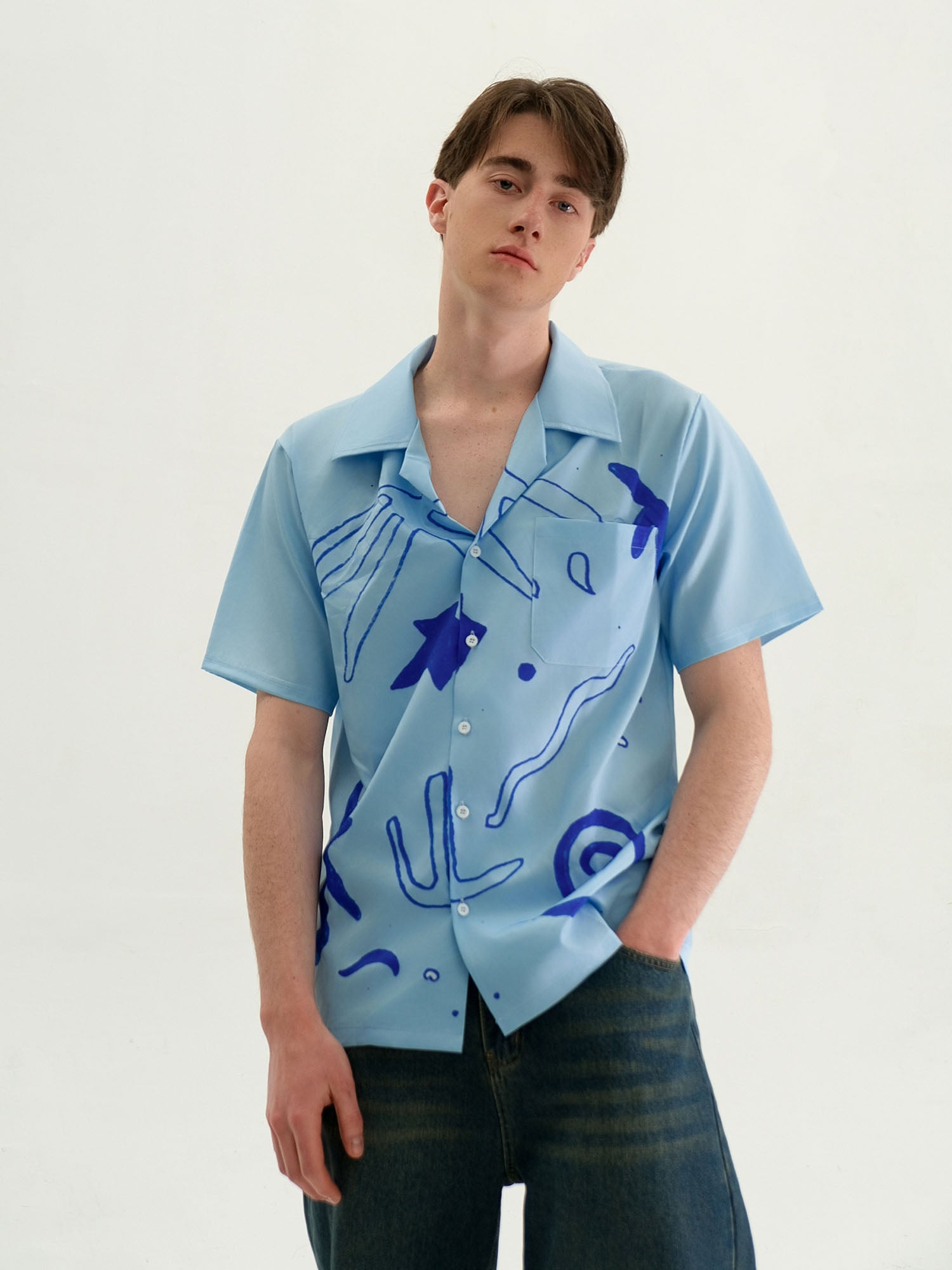 WIID Oceanic Doodle Graphic Half Shirt, premium urban and streetwear designers apparel on PROJECTISR.com, WIID
