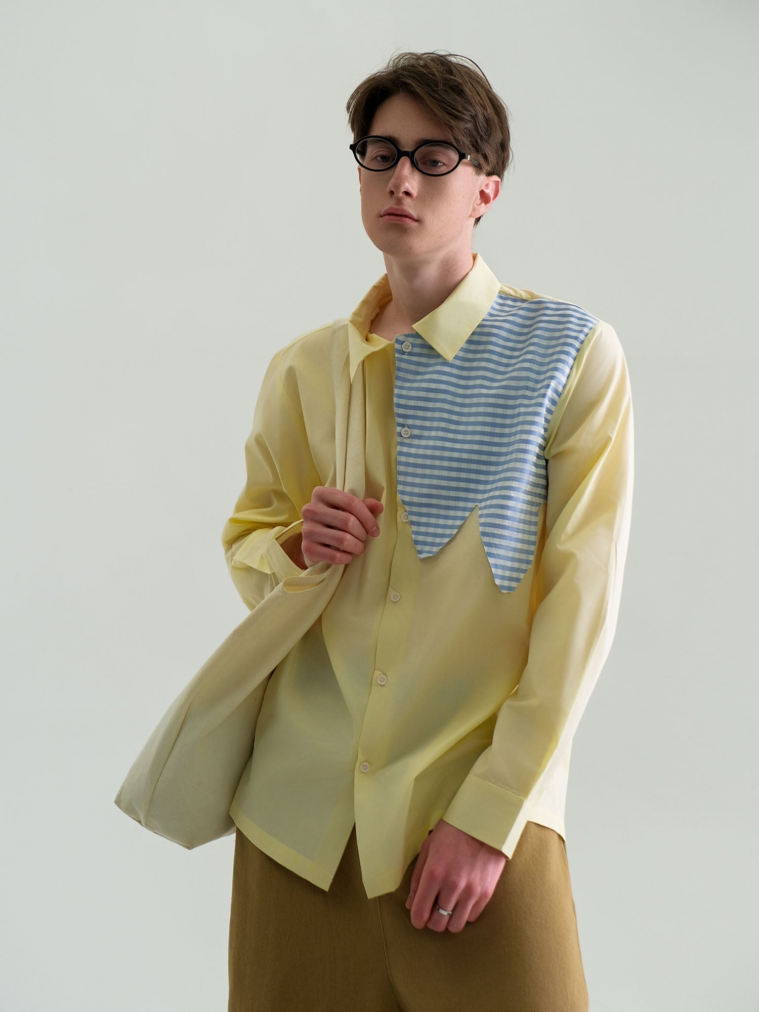 WIID Checks Asymmetrical Patch Shirt, premium urban and streetwear designers apparel on PROJECTISR.com, WIID
