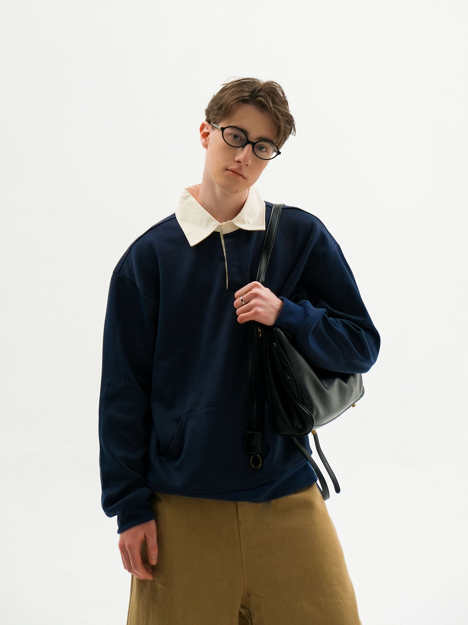 WIID Preppy Contrast-Collar Polo Sweatshirt, premium urban and streetwear designers apparel on PROJECTISR.com, WIID