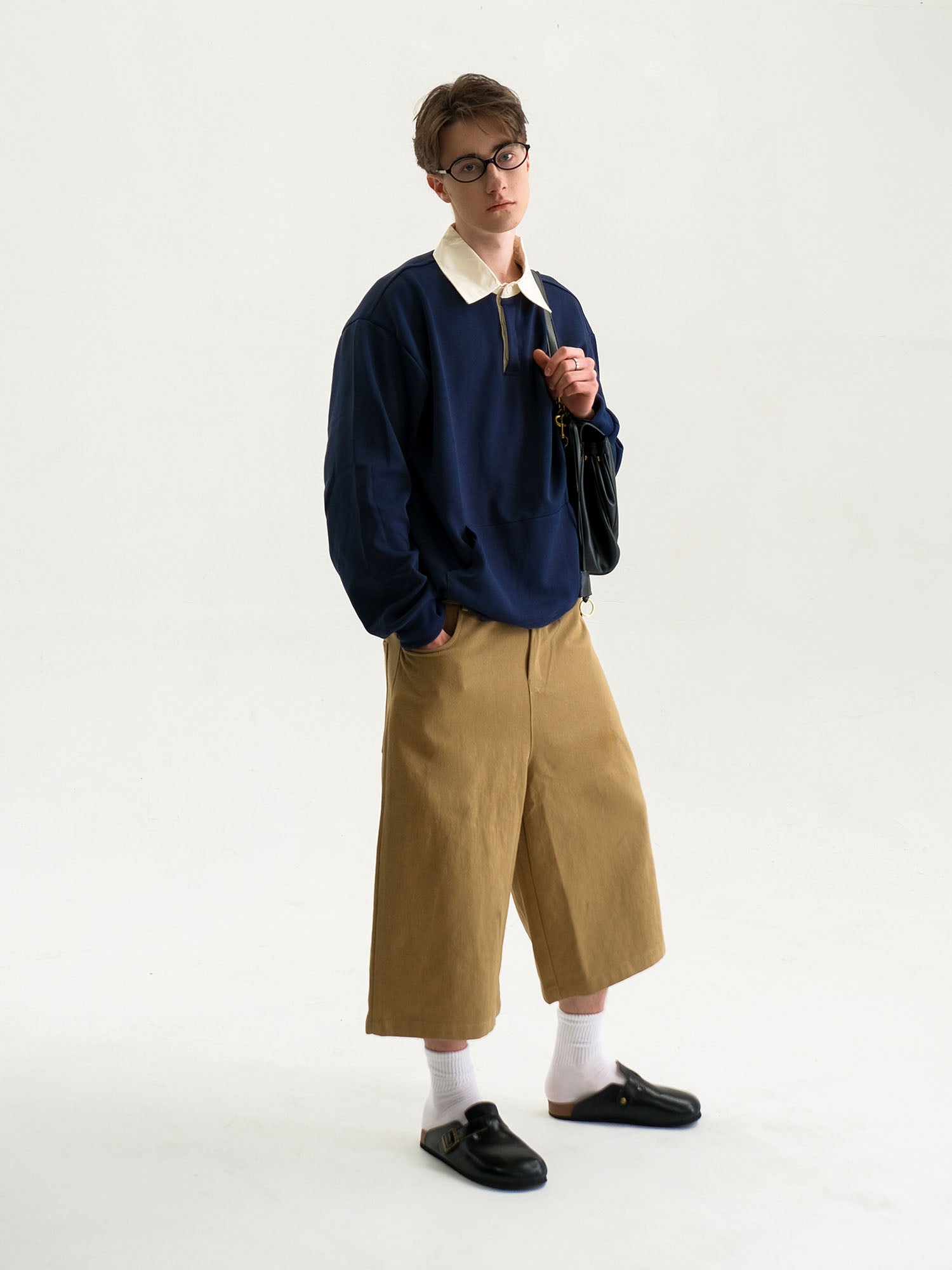 WIID Preppy Contrast-Collar Polo Sweatshirt, premium urban and streetwear designers apparel on PROJECTISR.com, WIID