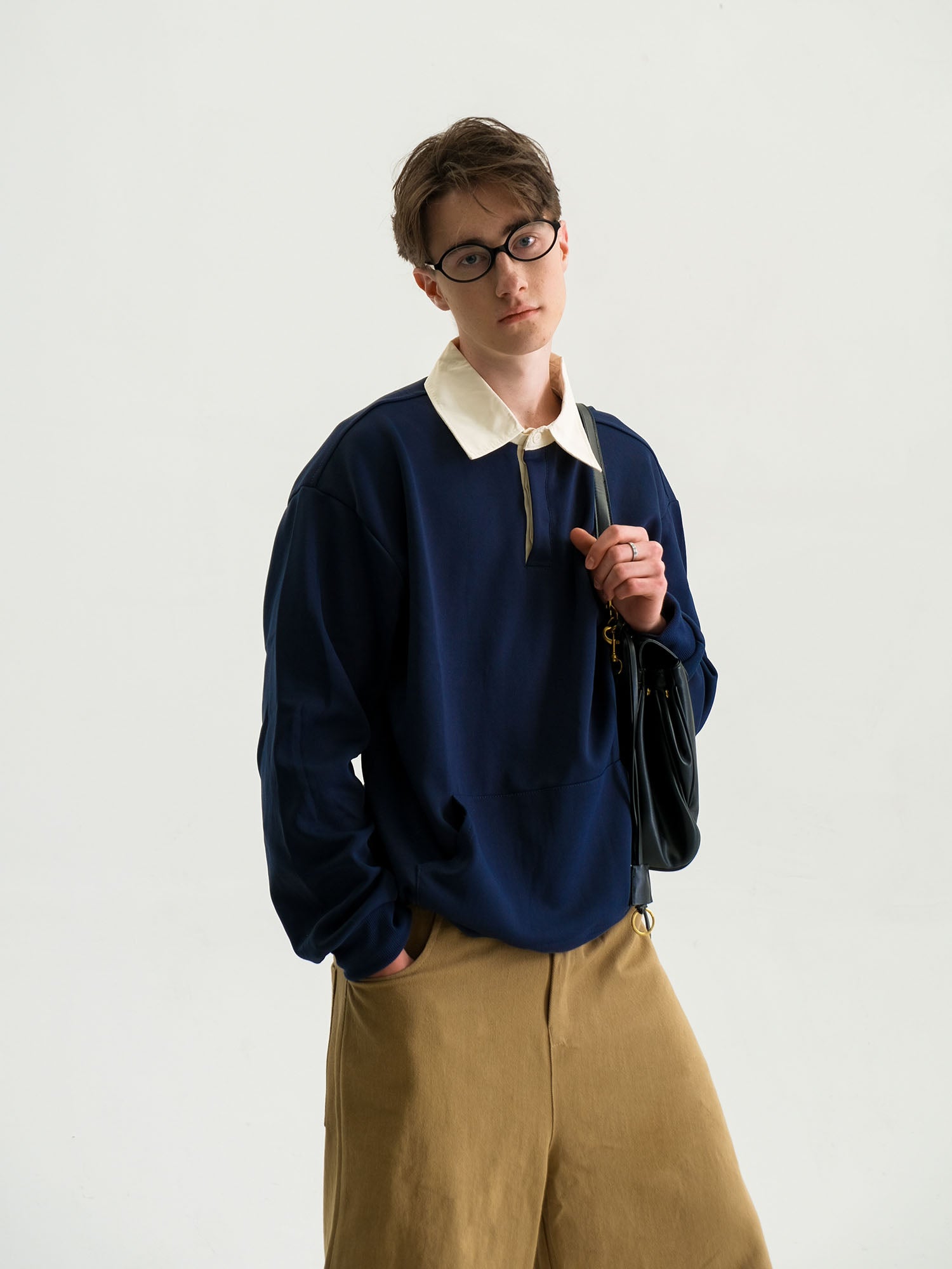 WIID Preppy Contrast-Collar Polo Sweatshirt, premium urban and streetwear designers apparel on PROJECTISR.com, WIID