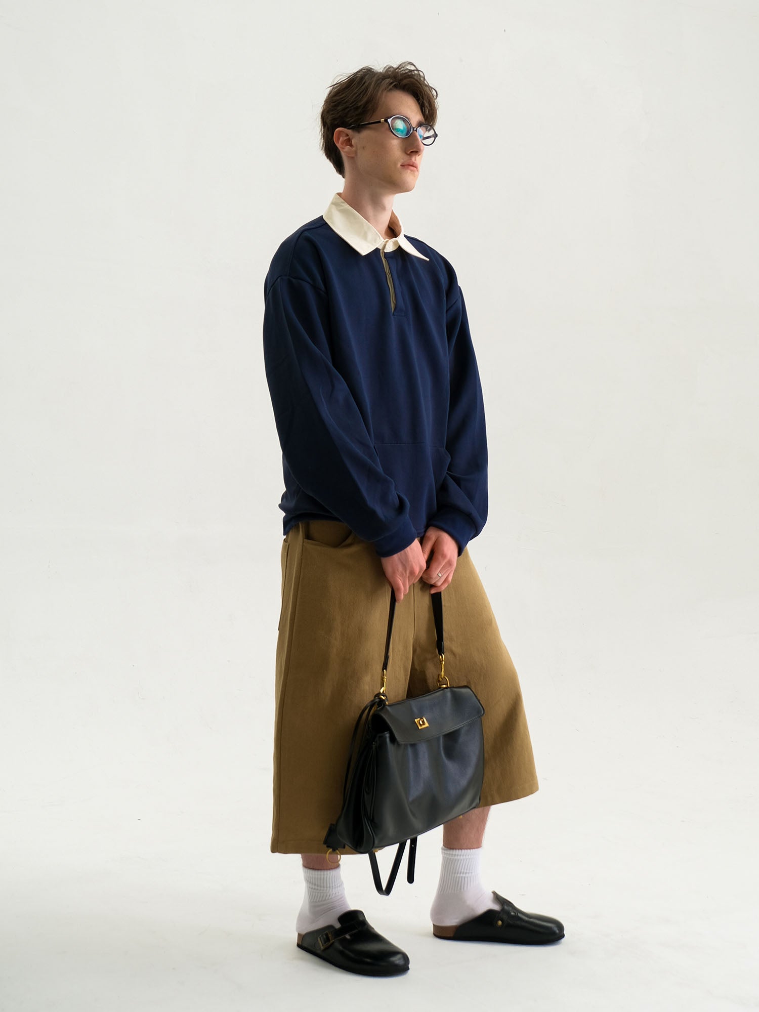 WIID Preppy Contrast-Collar Polo Sweatshirt, premium urban and streetwear designers apparel on PROJECTISR.com, WIID