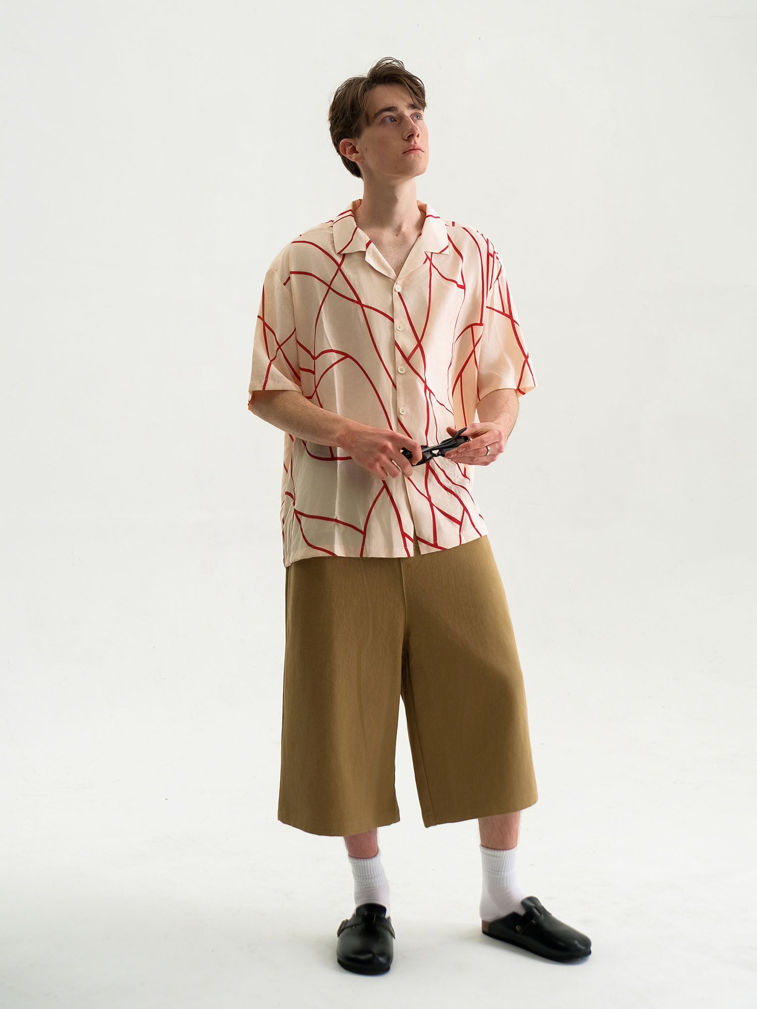 WIID Abstract Line Oversized Cuban Half Shirt, premium urban and streetwear designers apparel on PROJECTISR.com, WIID